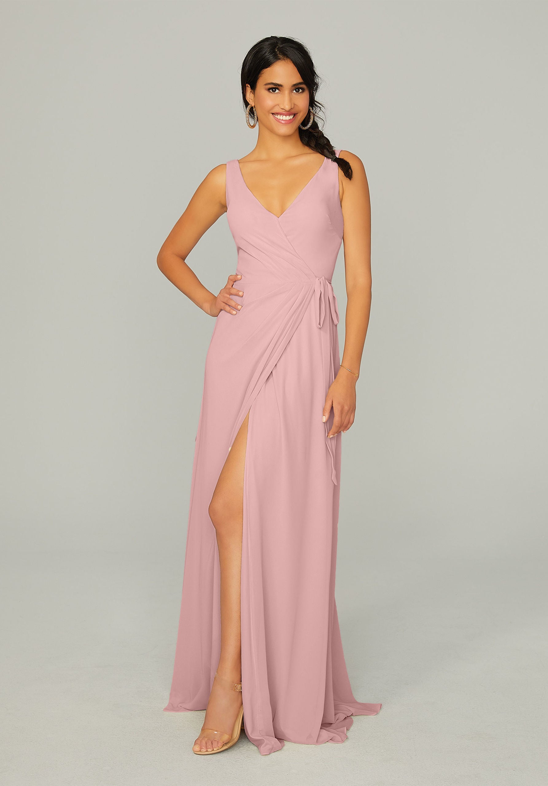 Formal Dresses Formal Long Slit Dress MGNY Madeline Gardner New York 21771 Desert Rose