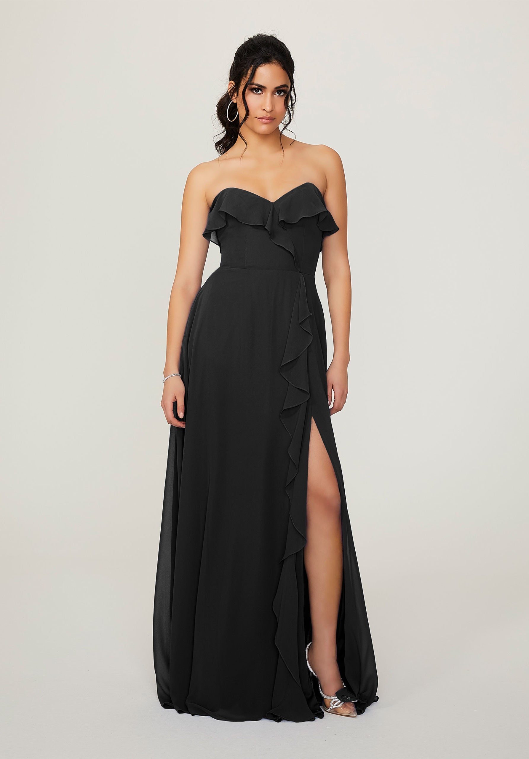 Formal Dresses Long Evening Formal Slit Dress MGNY Madeline Gardner New York 21782 Black