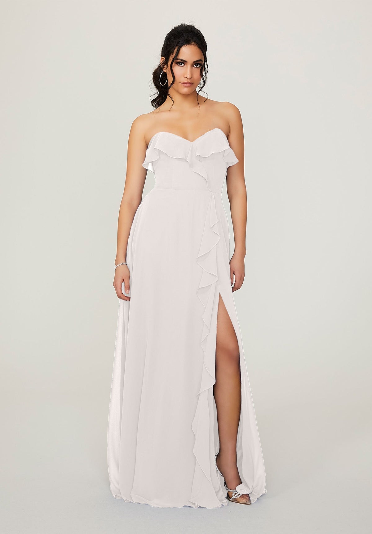 Formal Dresses Long Evening Formal Slit Dress MGNY Madeline Gardner New York 21782 Silver