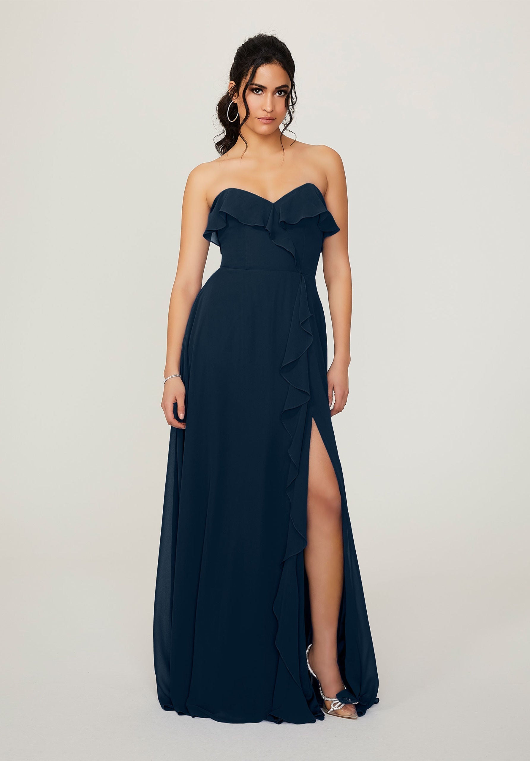 Formal Dresses Long Evening Formal Slit Dress MGNY Madeline Gardner New York 21782 Navy