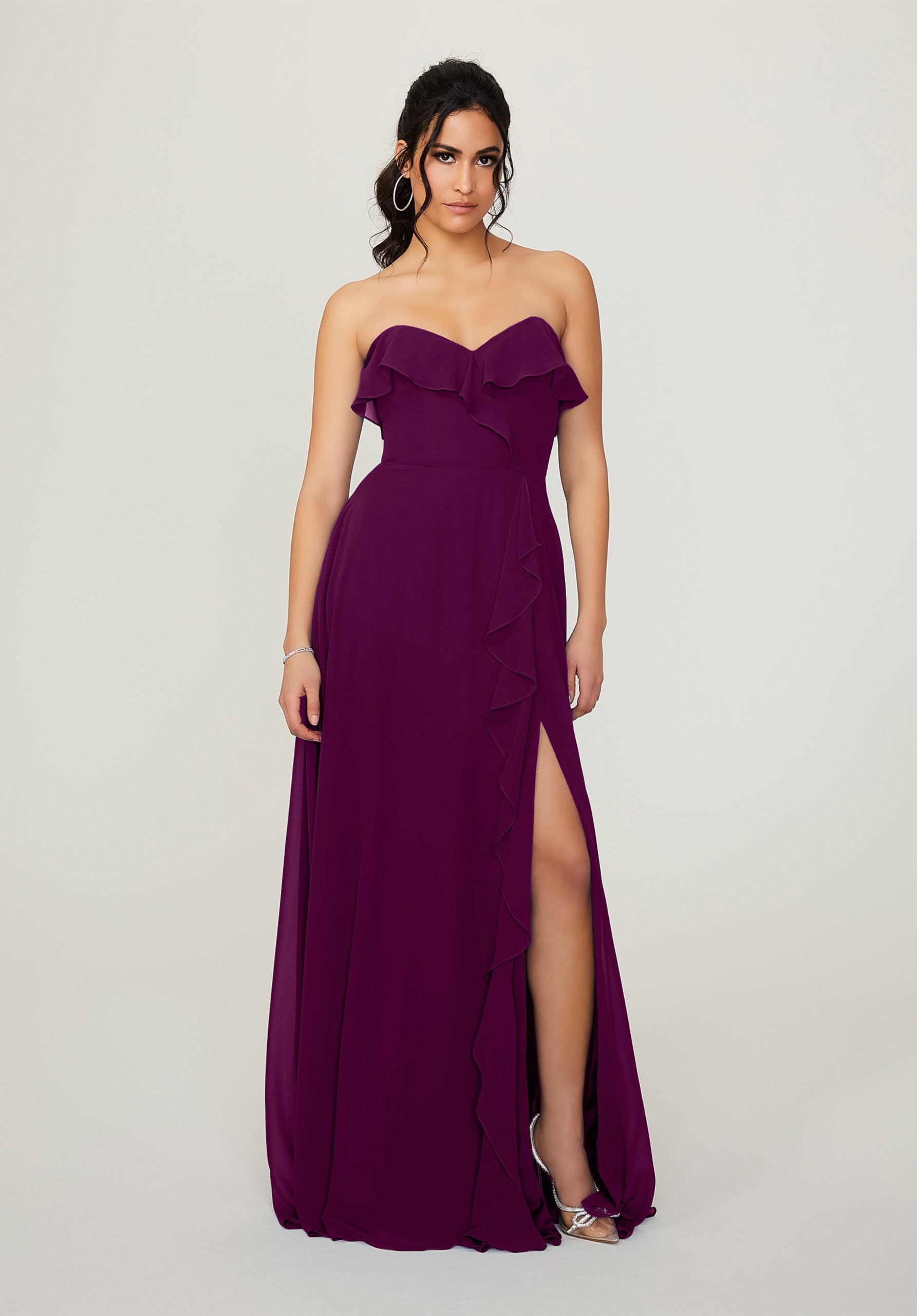 Formal Dresses Long Formal Slit Evening Dress MGNY Madeline Gardner New York 21782 Eggplant
