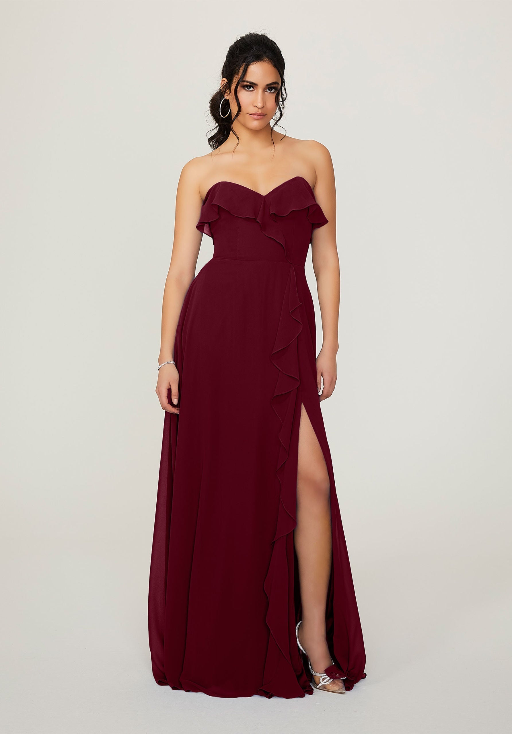 Formal Dresses Long Formal Slit Evening Dress MGNY Madeline Gardner New York 21782 Bordeaux