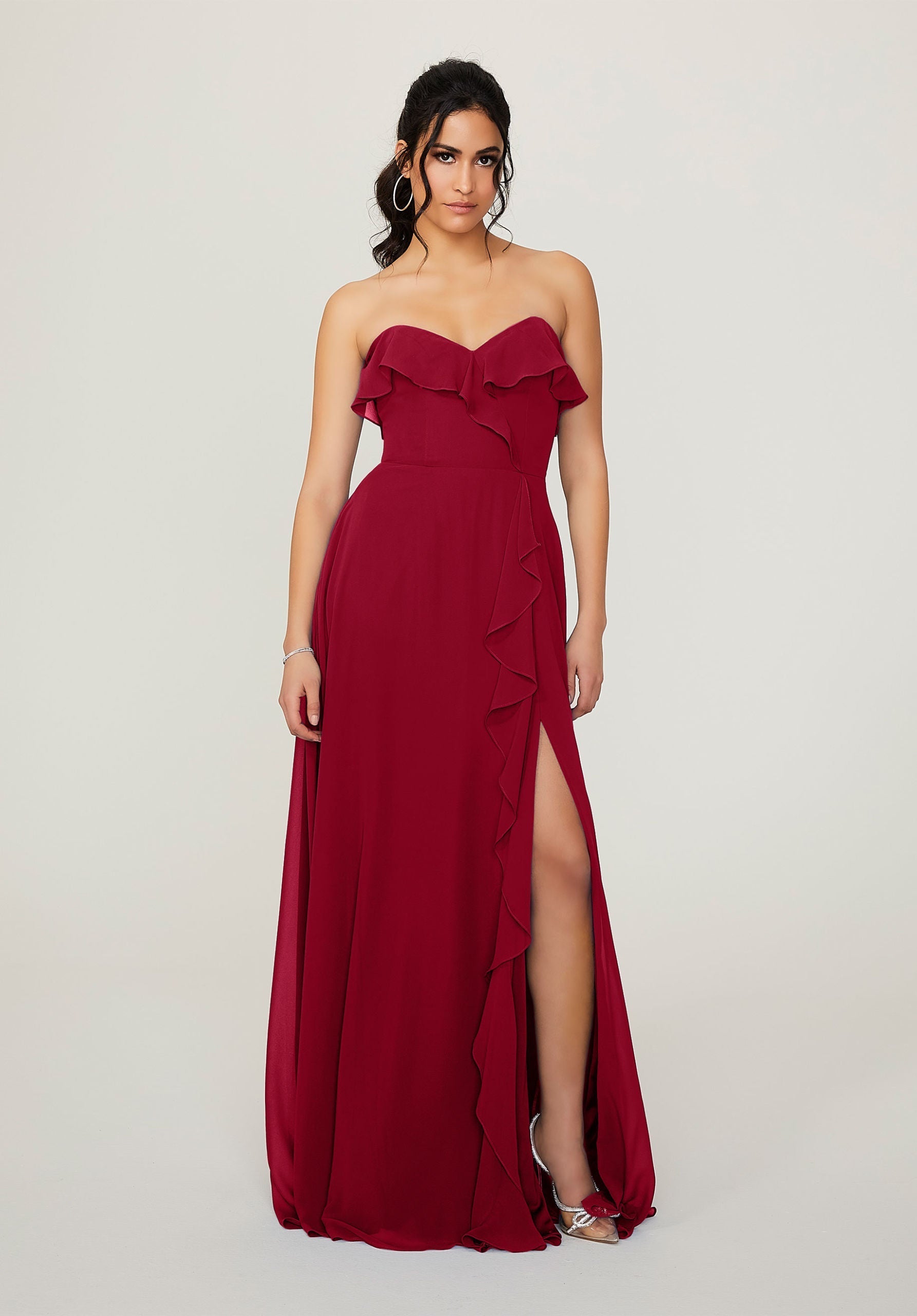 Formal Dresses Long Formal Slit Evening Dress MGNY Madeline Gardner New York 21782 Claret