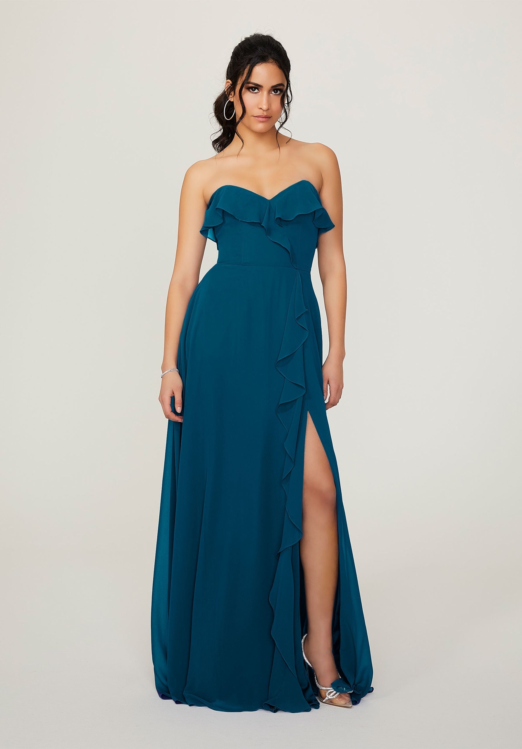 Formal Dresses Long Formal Slit Evening Dress MGNY Madeline Gardner New York 21782 Marine