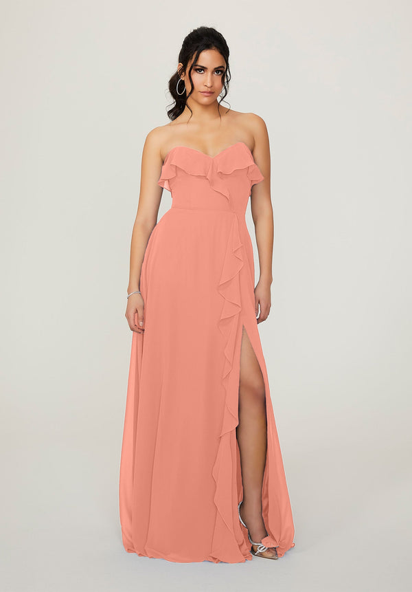Ruffle Long Slit Formal Dress MGNY Madeline Gardner New York 21782
