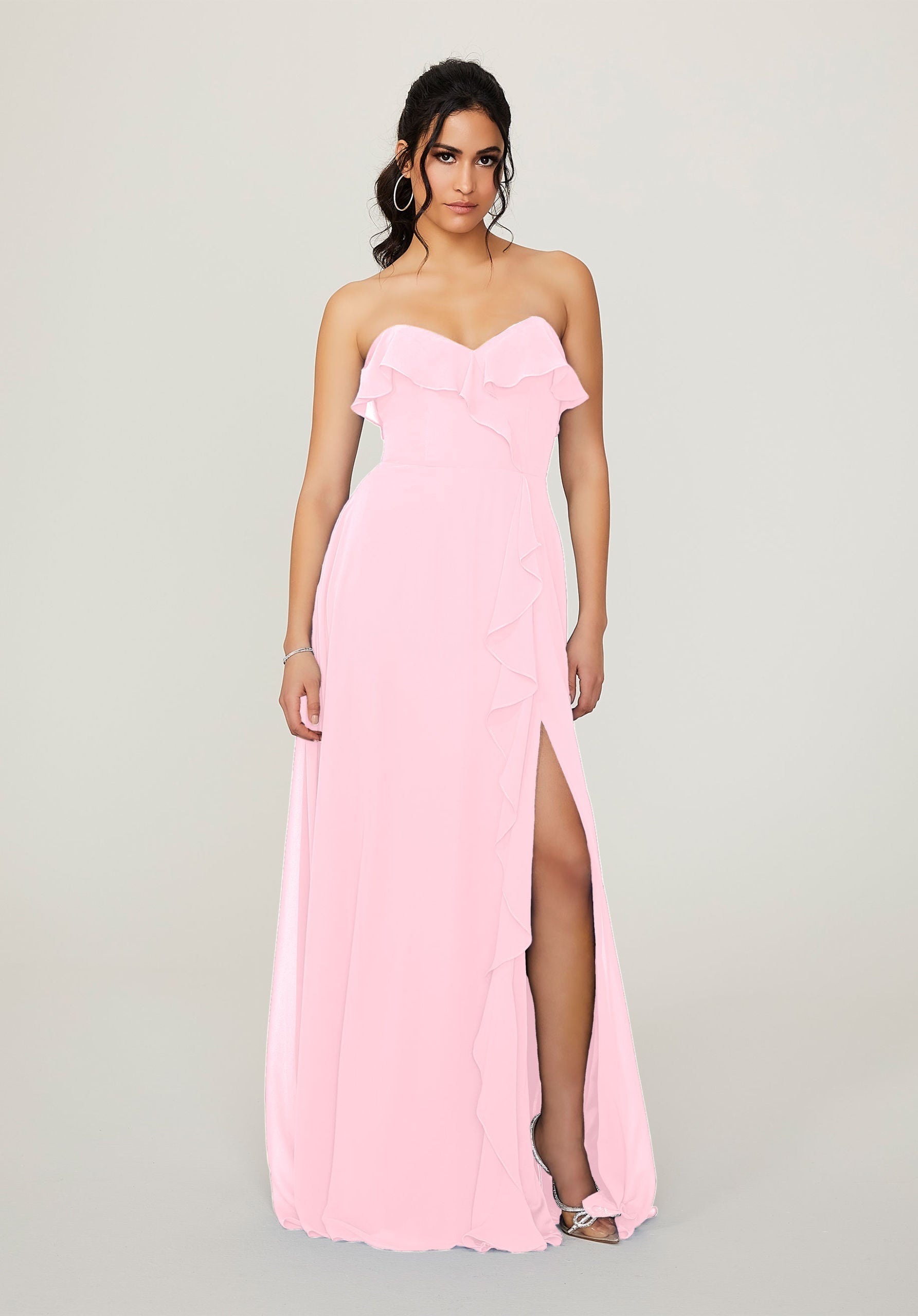 Formal Dresses Slit Long Ruffle Formal Dress MGNY Madeline Gardner New York 21782 Blossom