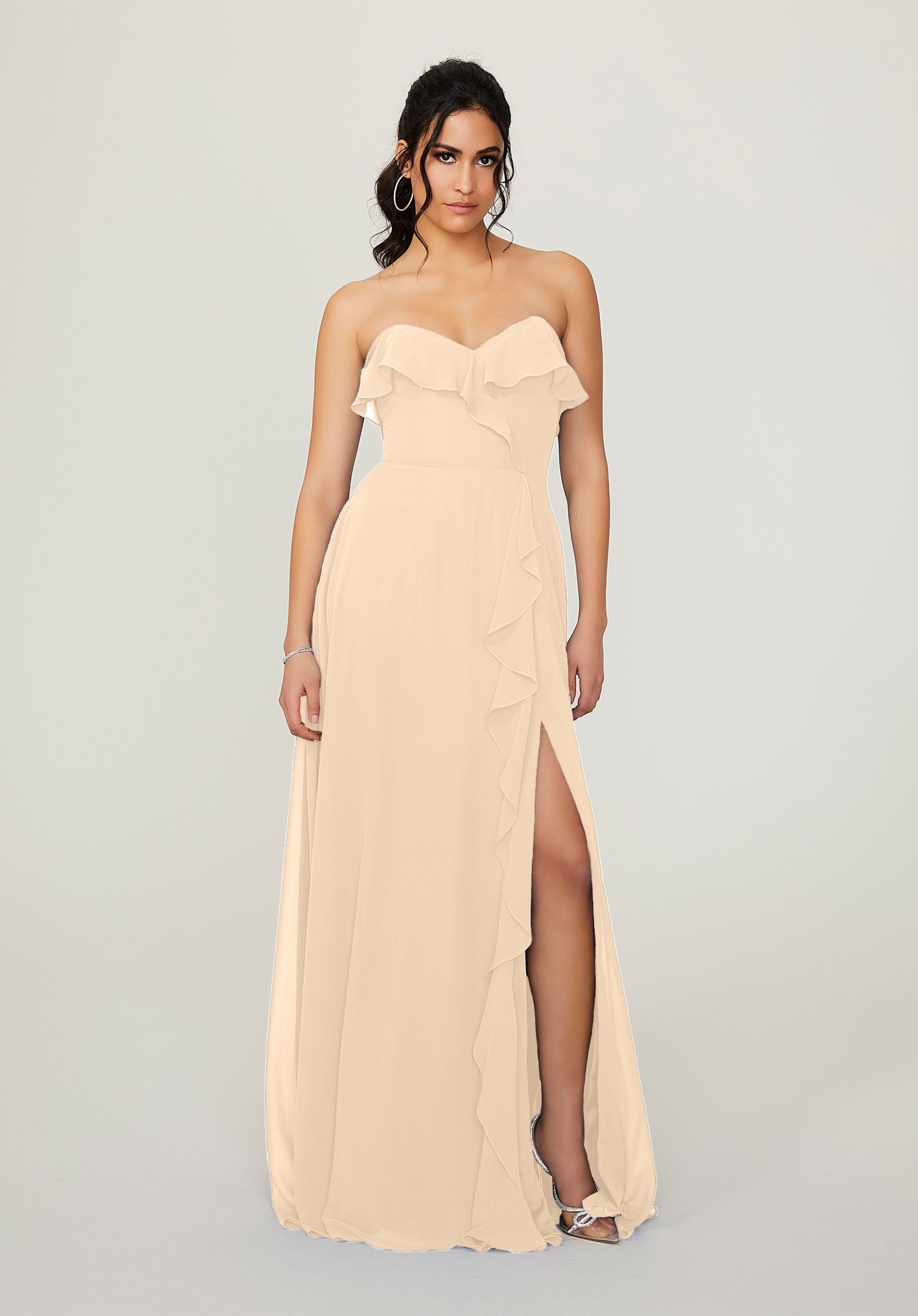 Formal Dresses Long Slit Formal Evening Dress MGNY Madeline Gardner New York 21782 Buttercream