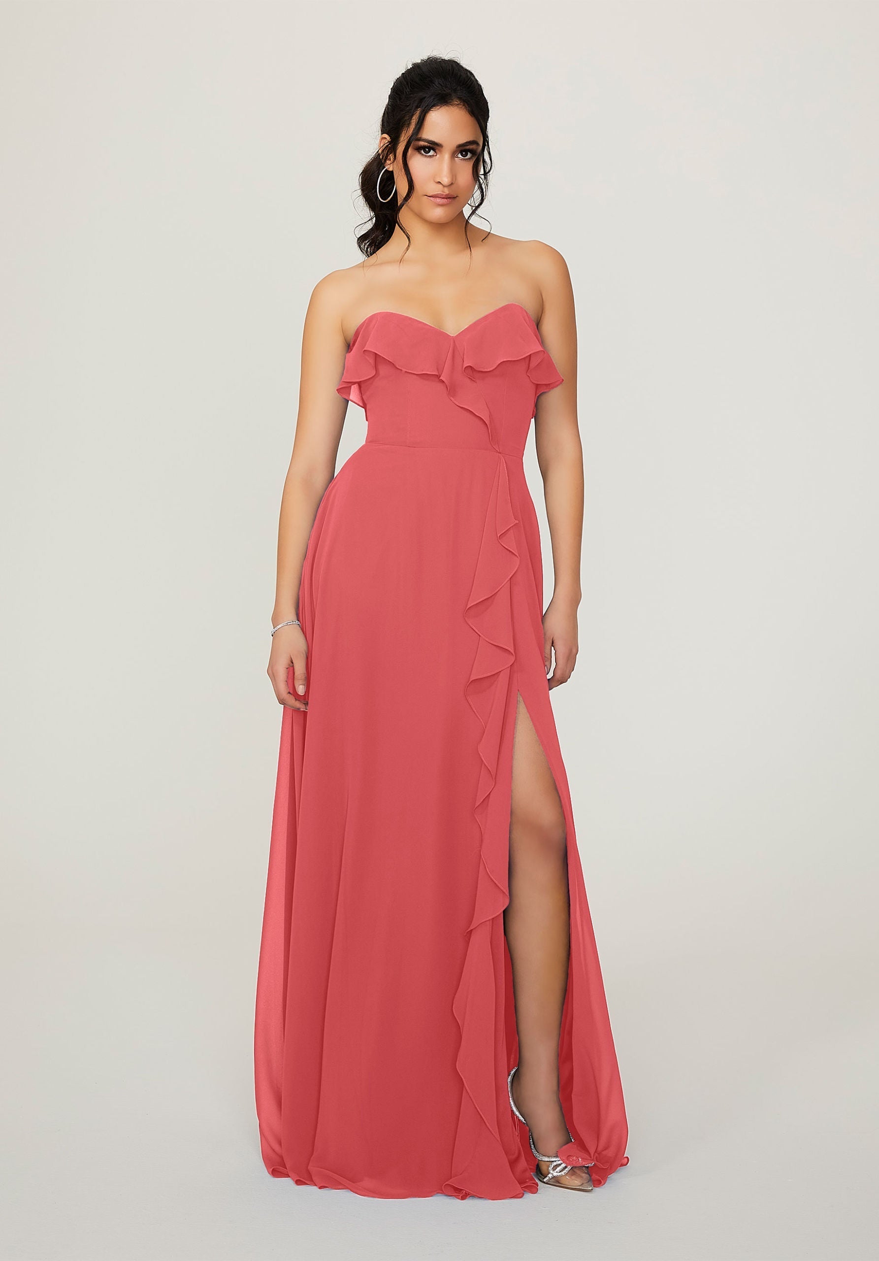 Formal Dresses Long Slit Formal Evening Dress MGNY Madeline Gardner New York 21782 Cantaloupe