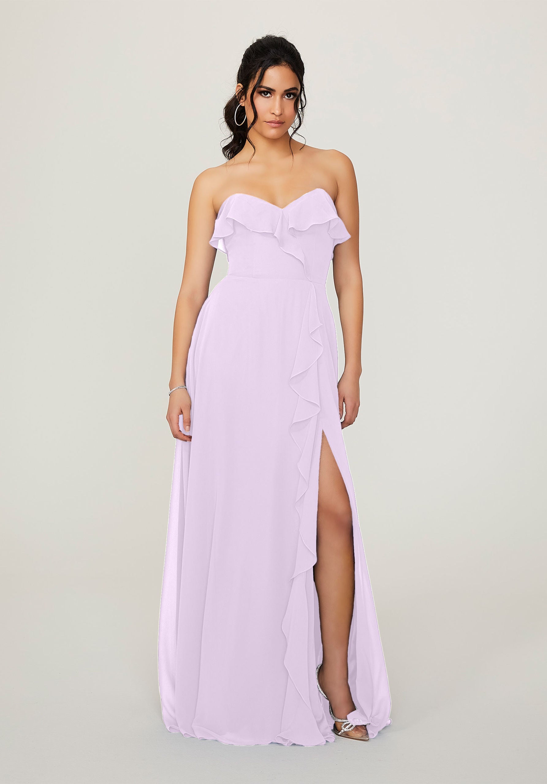Formal Dresses Long Ruffle Slit Formal Dress MGNY Madeline Gardner New York 21782 Wisteria