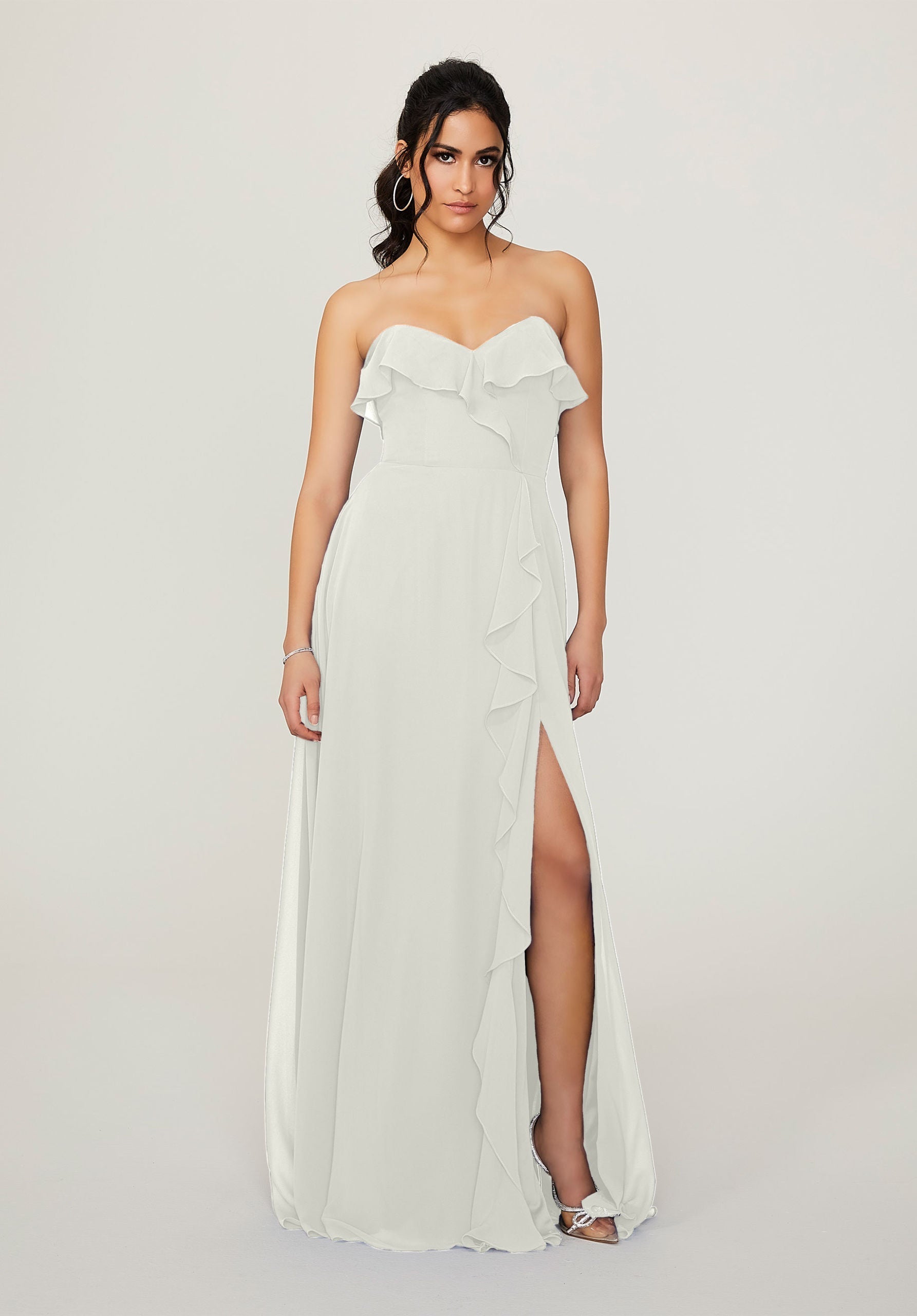 Formal Dresses Long Ruffle Slit Formal Dress MGNY Madeline Gardner New York 21782 Dew Drop