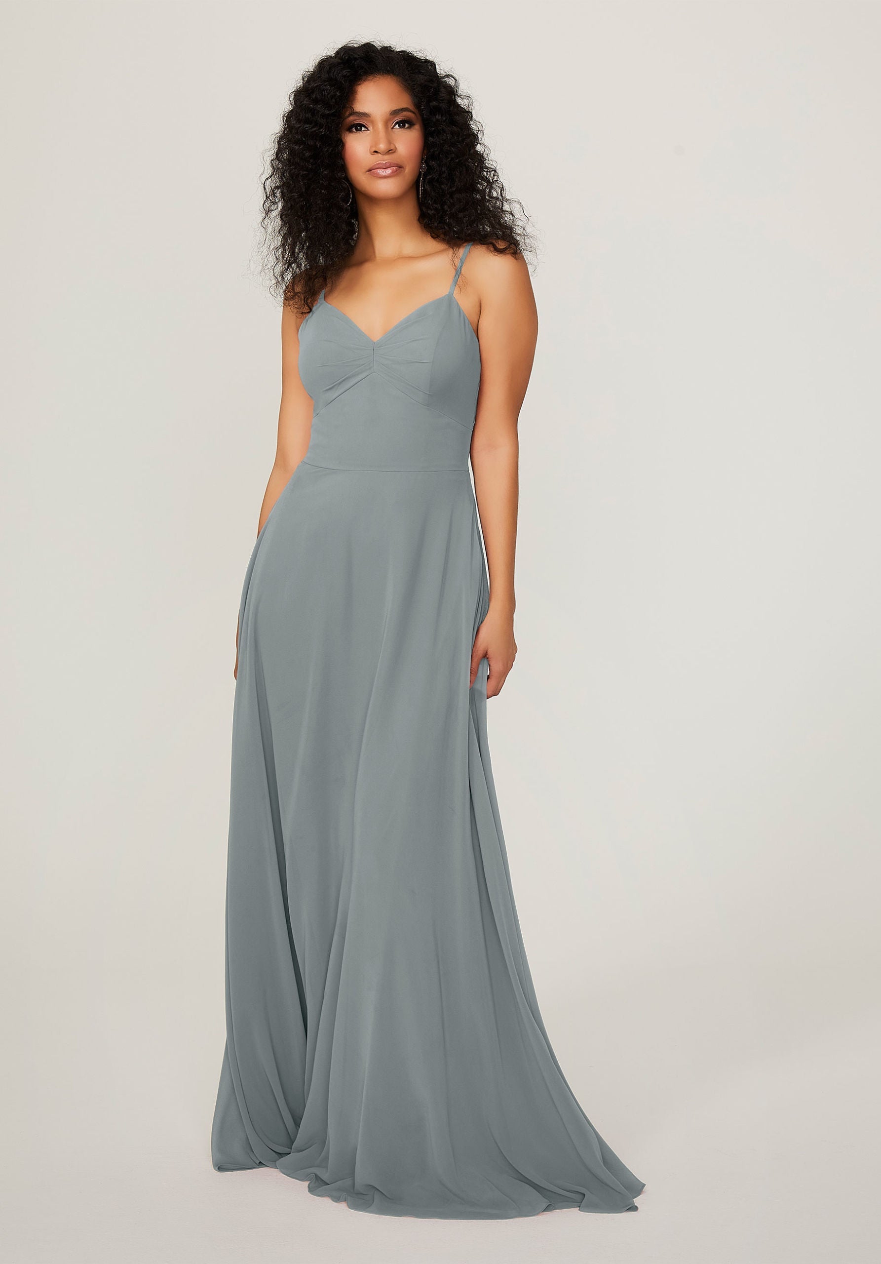 Formal Dresses A Line Long Formal Evening Pleated Dress MGNY Madeline Gardner New York 21784 Dove
