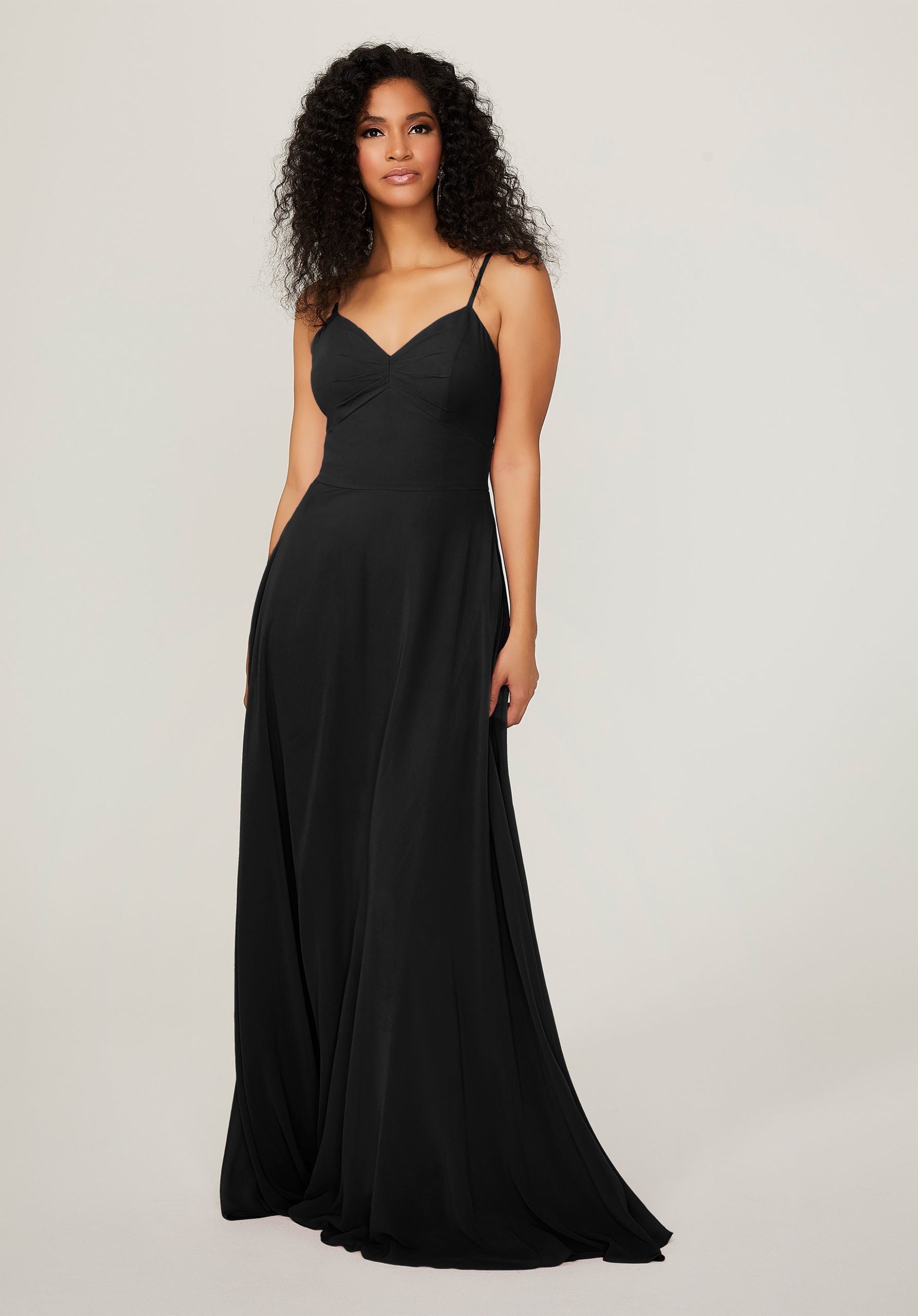 Formal Dresses A Line Long Formal Evening Pleated Dress MGNY Madeline Gardner New York 21784 Black