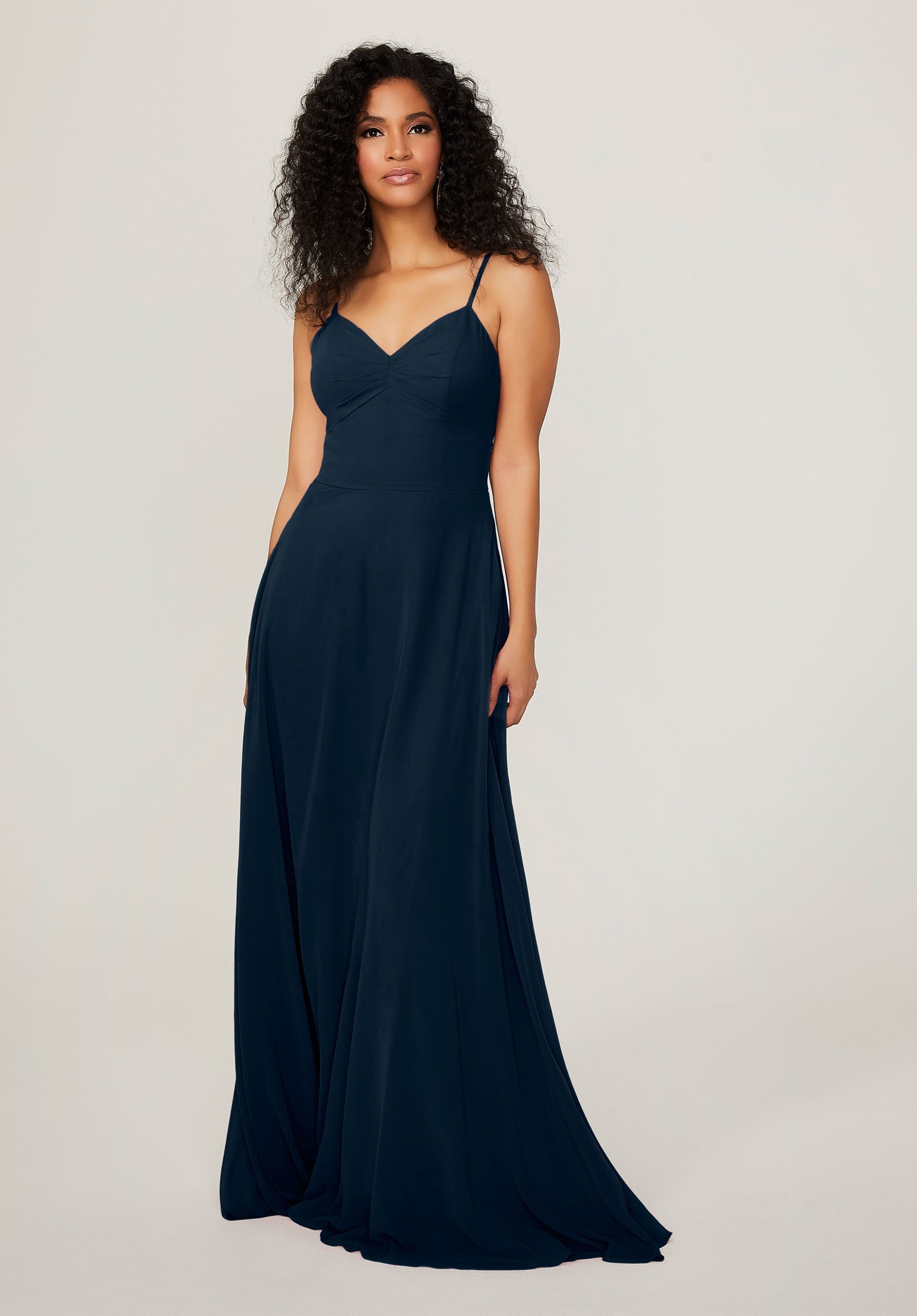 Formal Dresses A Line Long Formal Evening Pleated Dress MGNY Madeline Gardner New York 21784 Navy