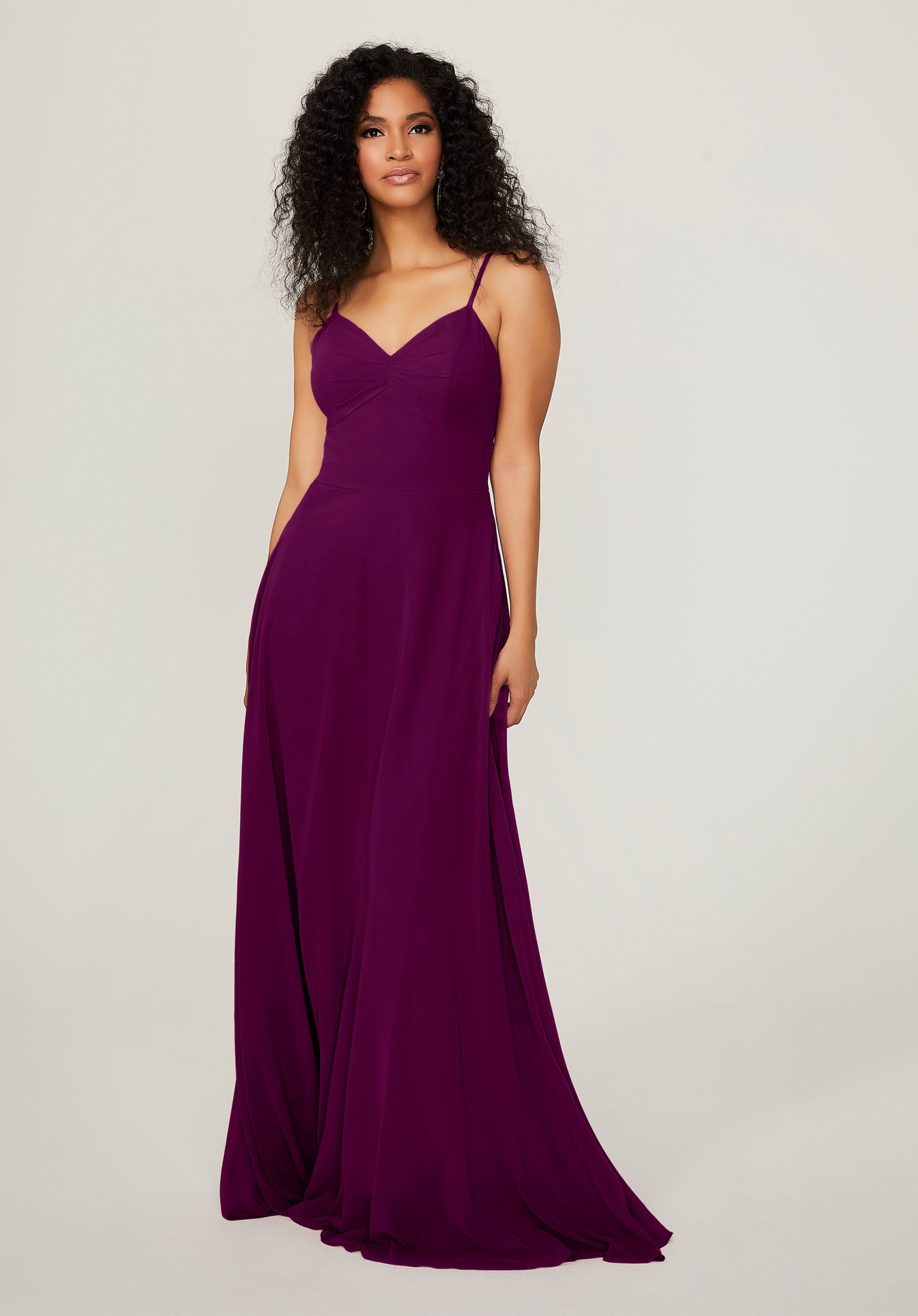Formal Dresses A Line Formal Evening Long Pleated Dress MGNY Madeline Gardner New York 21784 Eggplant