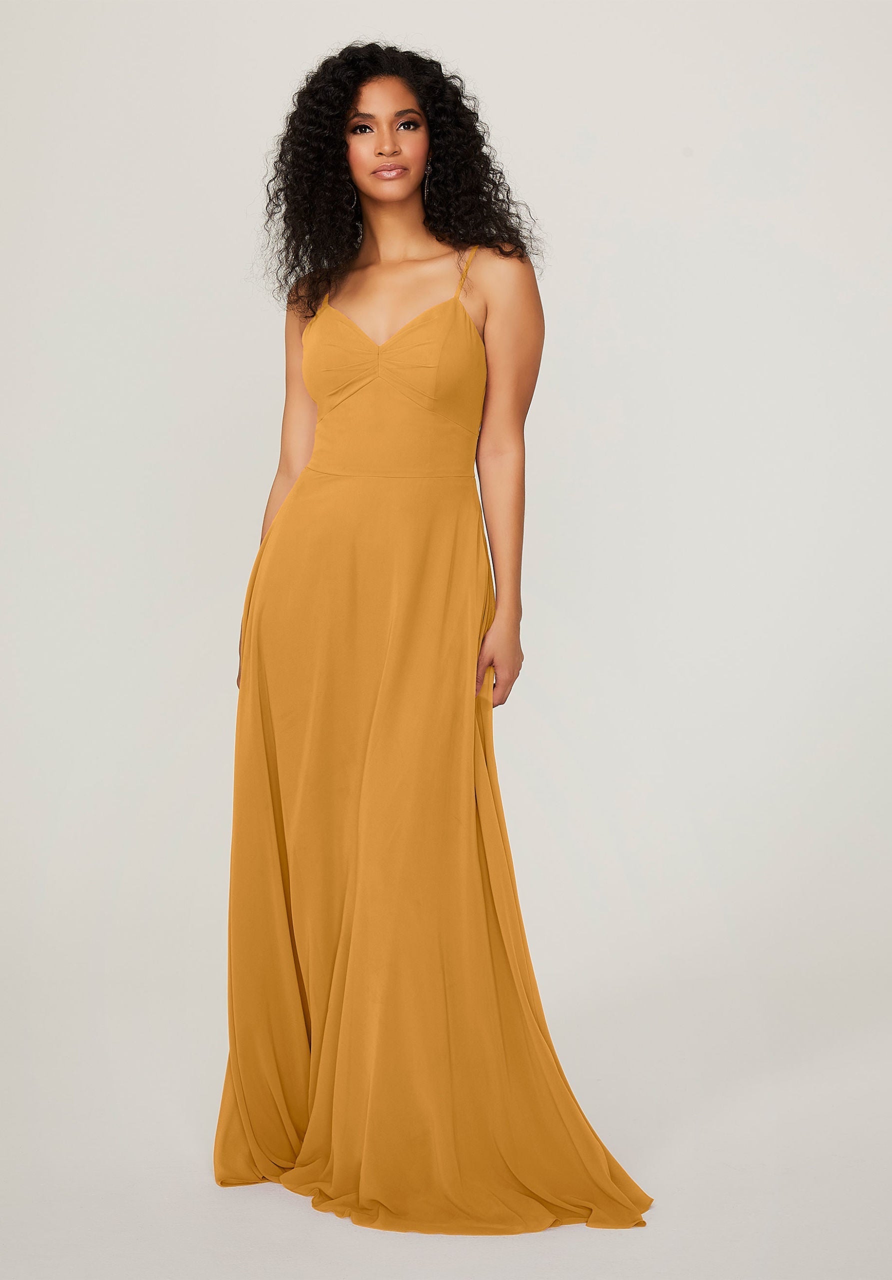 Formal Dresses A Line Long Evening Formal Pleated Dress MGNY Madeline Gardner New York 21784 Saffron