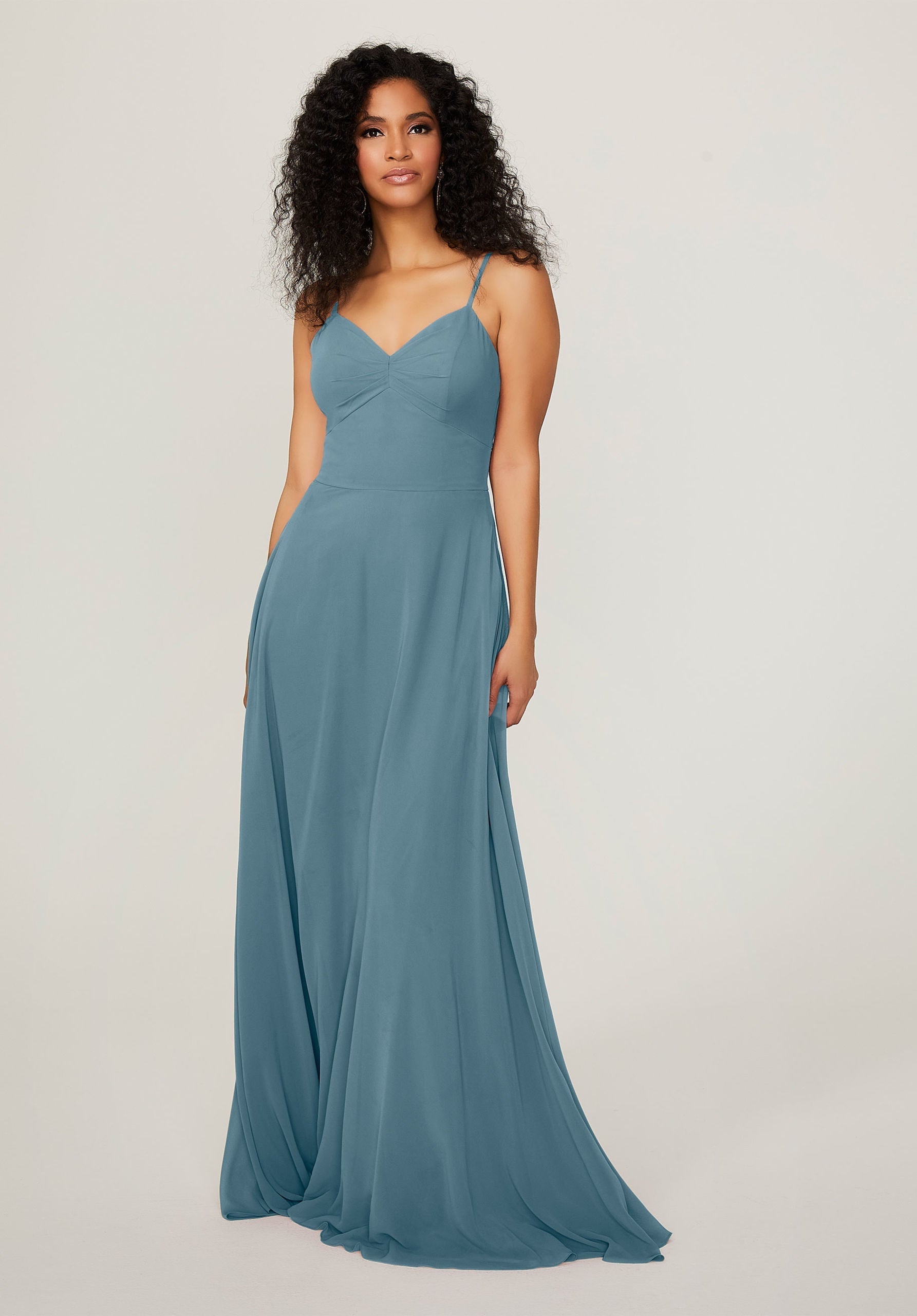 Formal Dresses A Line Formal Long Evening Pleated Dress MGNY Madeline Gardner New York 21784 Slate