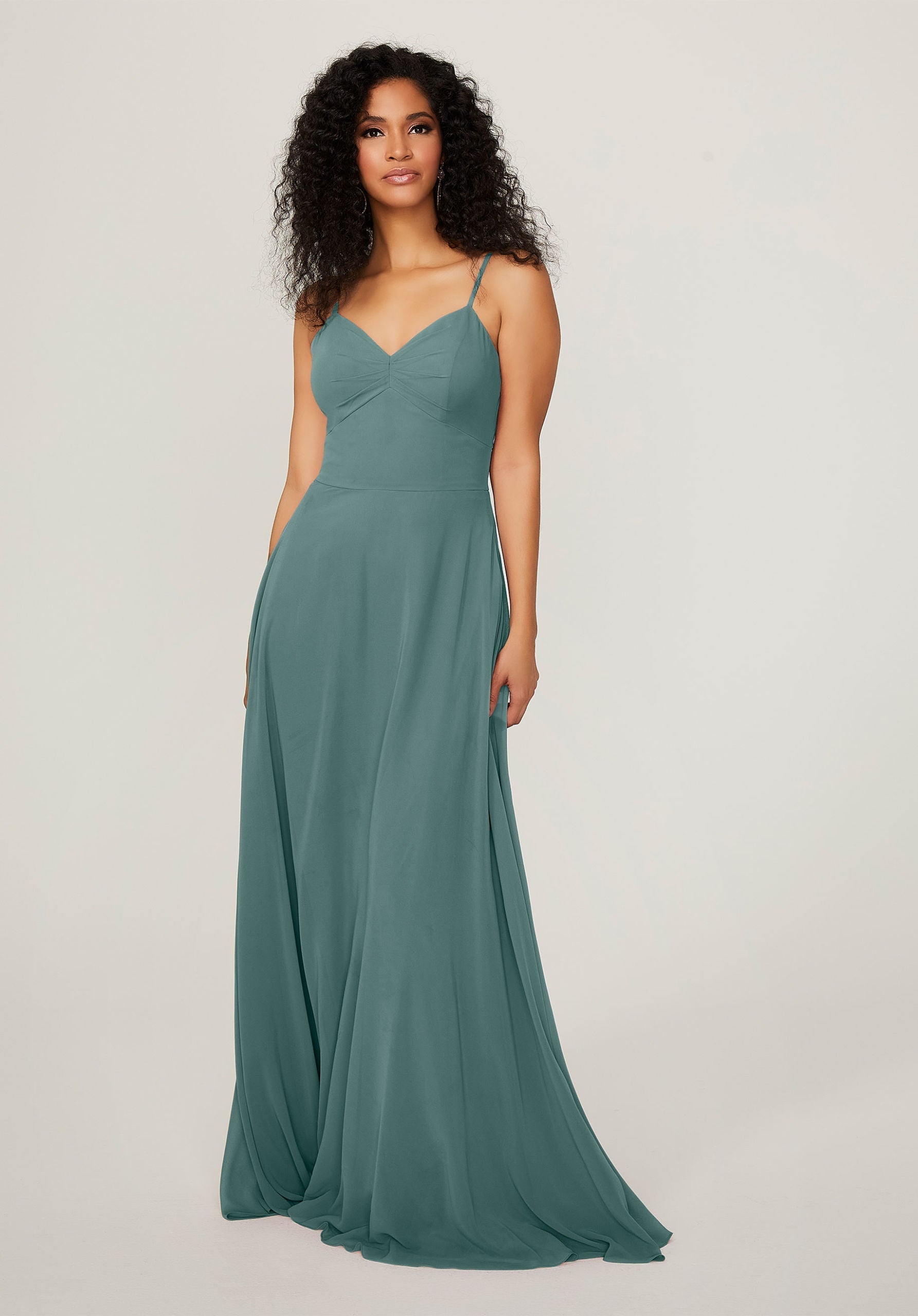 Formal Dresses Formal Pleated Long A Line Dress MGNY Madeline Gardner New York 21784 Deep Sea
