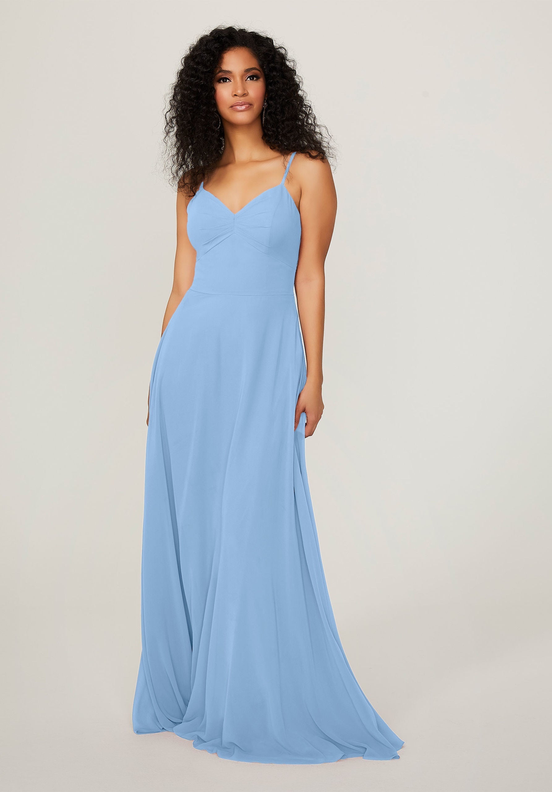 Formal Dresses Formal Pleated Long A Line Dress MGNY Madeline Gardner New York 21784 Cornflower