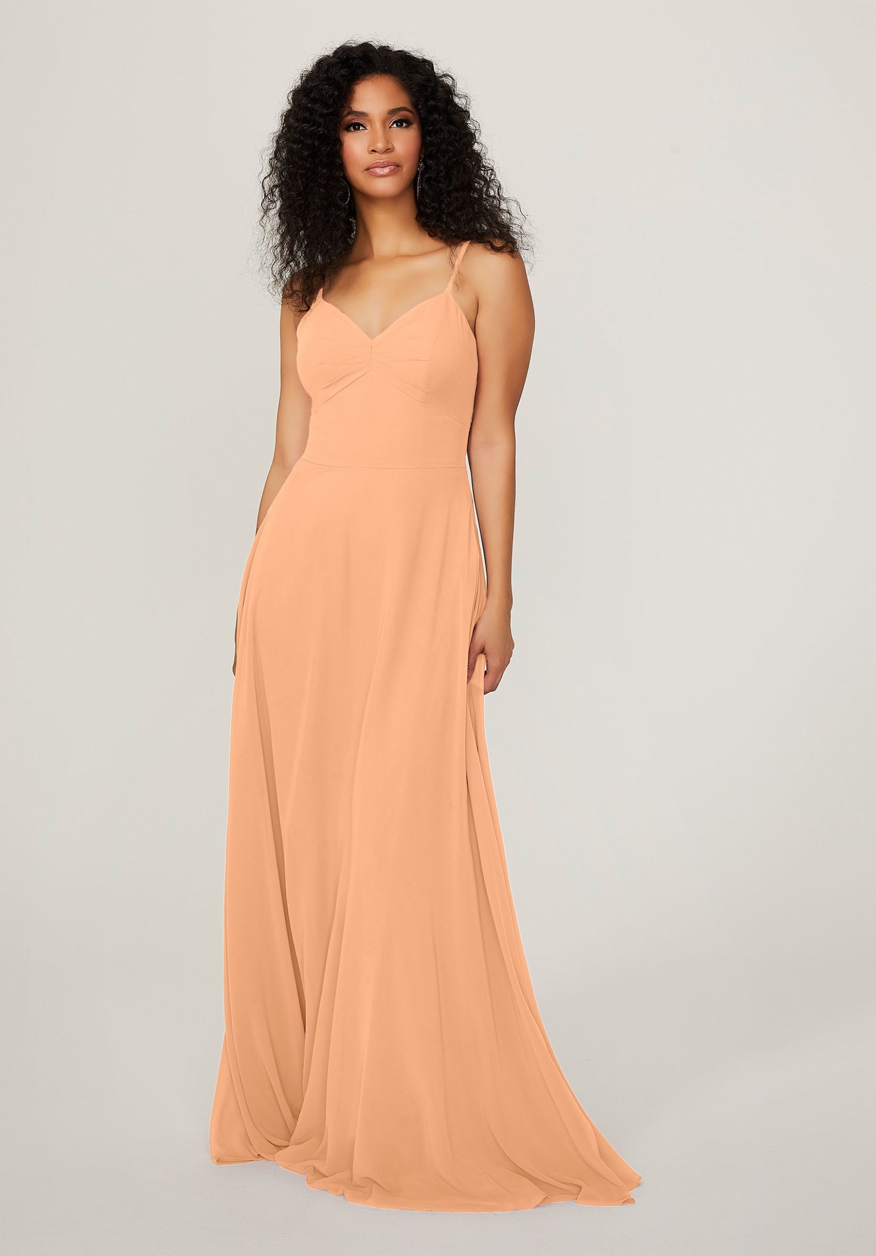 Formal Dresses A Line Long Evening Formal Pleated Dress MGNY Madeline Gardner New York 21784 Sorbet