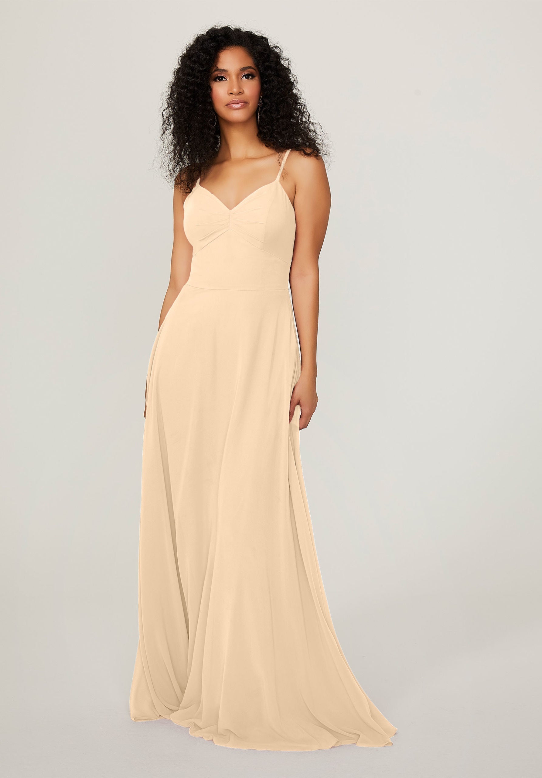 Formal Dresses A Line Long Evening Formal Pleated Dress MGNY Madeline Gardner New York 21784 Buttercream