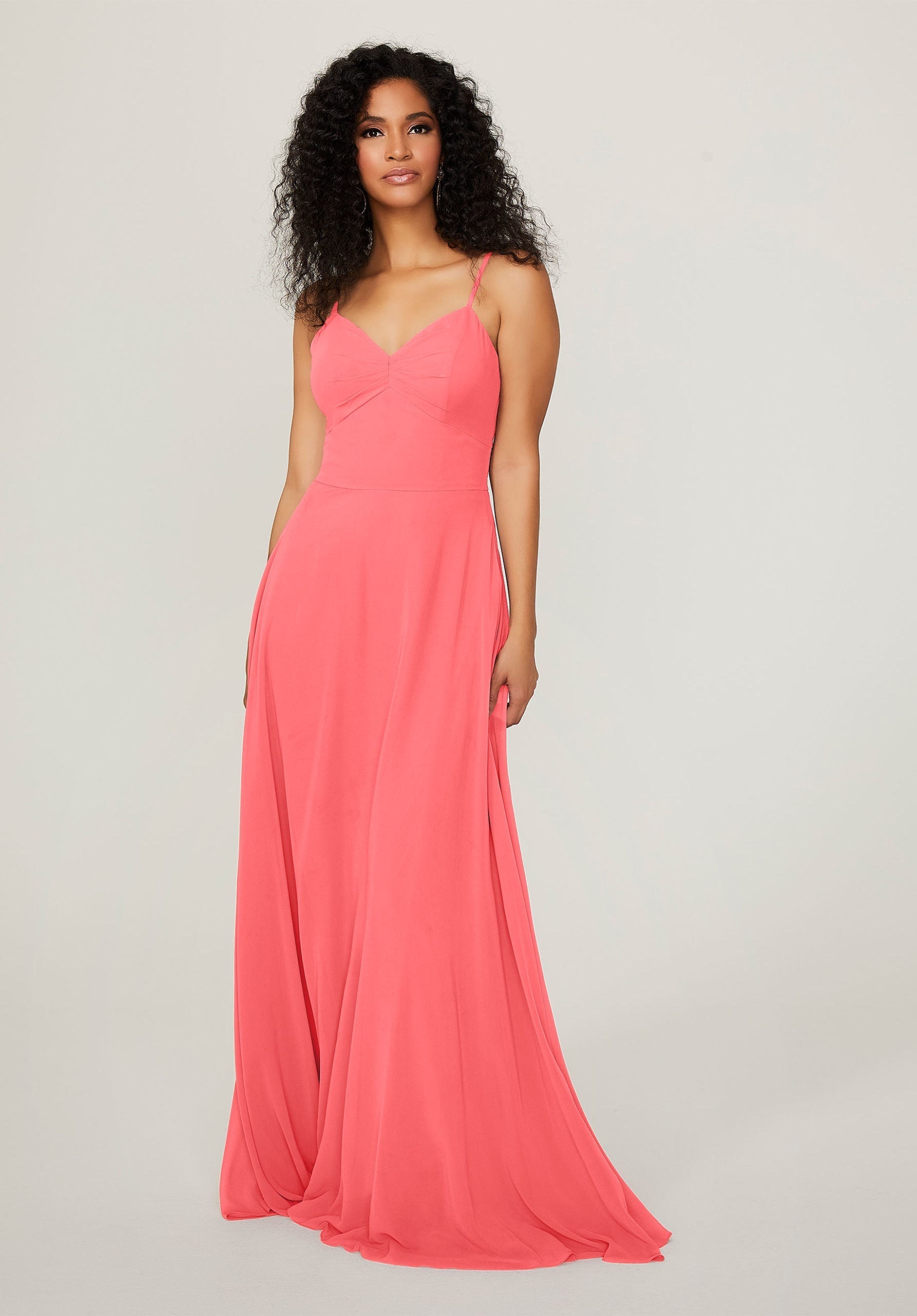 Formal Dresses A Line Long Evening Formal Pleated Dress MGNY Madeline Gardner New York 21784 Cantaloupe