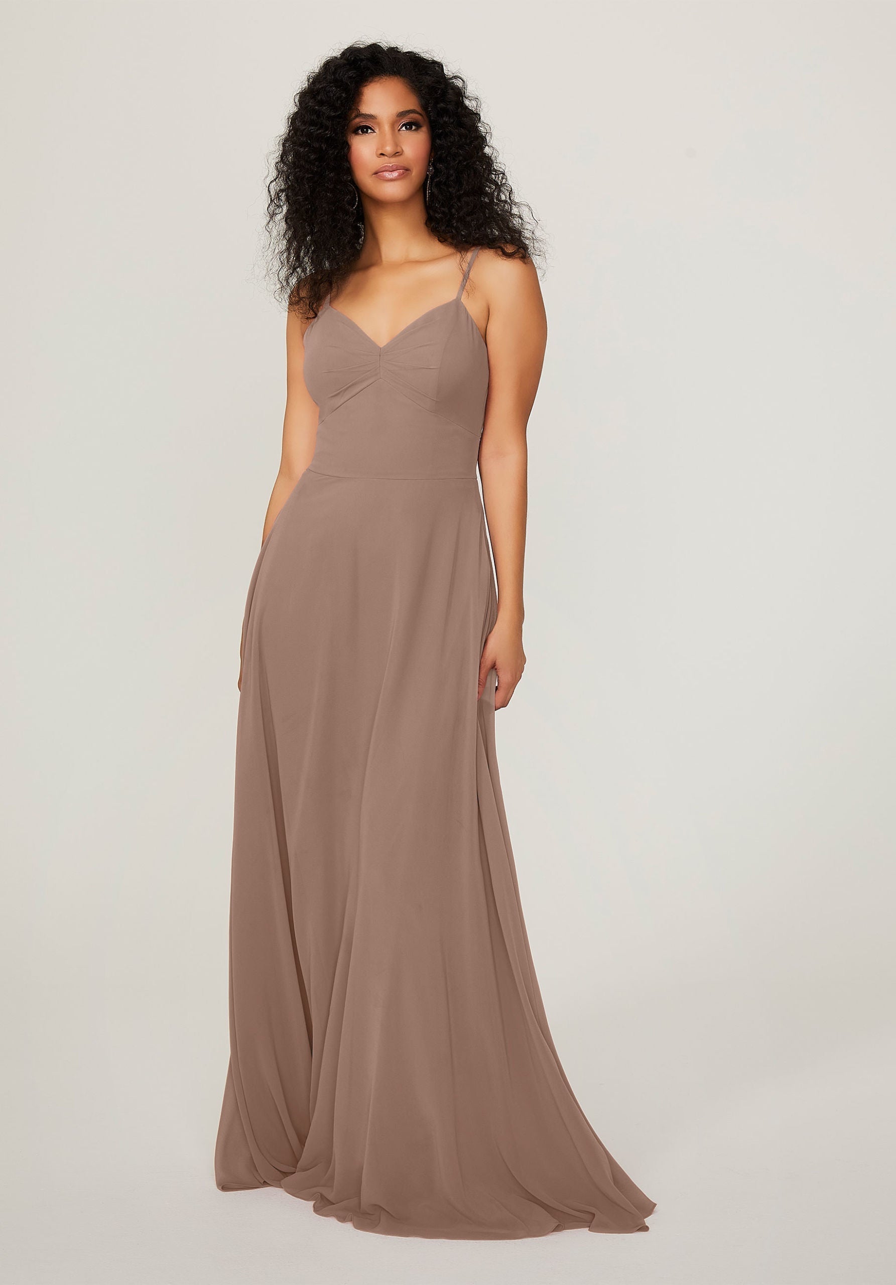 Formal Dresses Long A Line Formal Pleated Dress MGNY Madeline Gardner New York 21784 Fawn