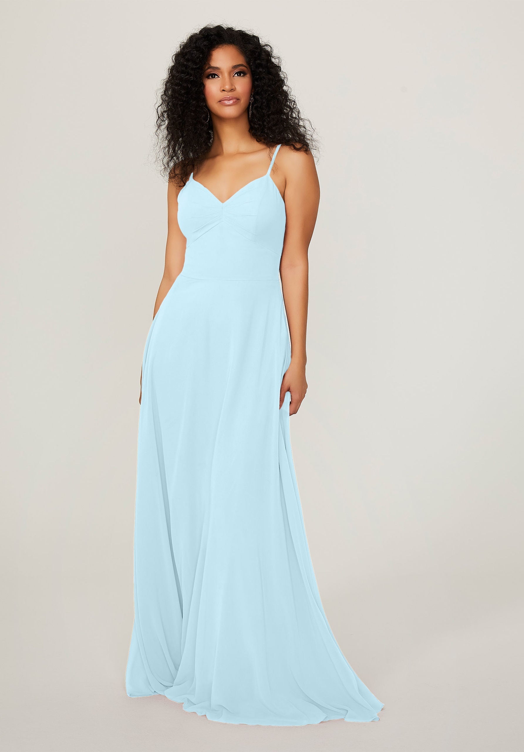 Formal Dresses Long Pleated A Line Formal Dress MGNY Madeline Gardner New York 21784 Sky