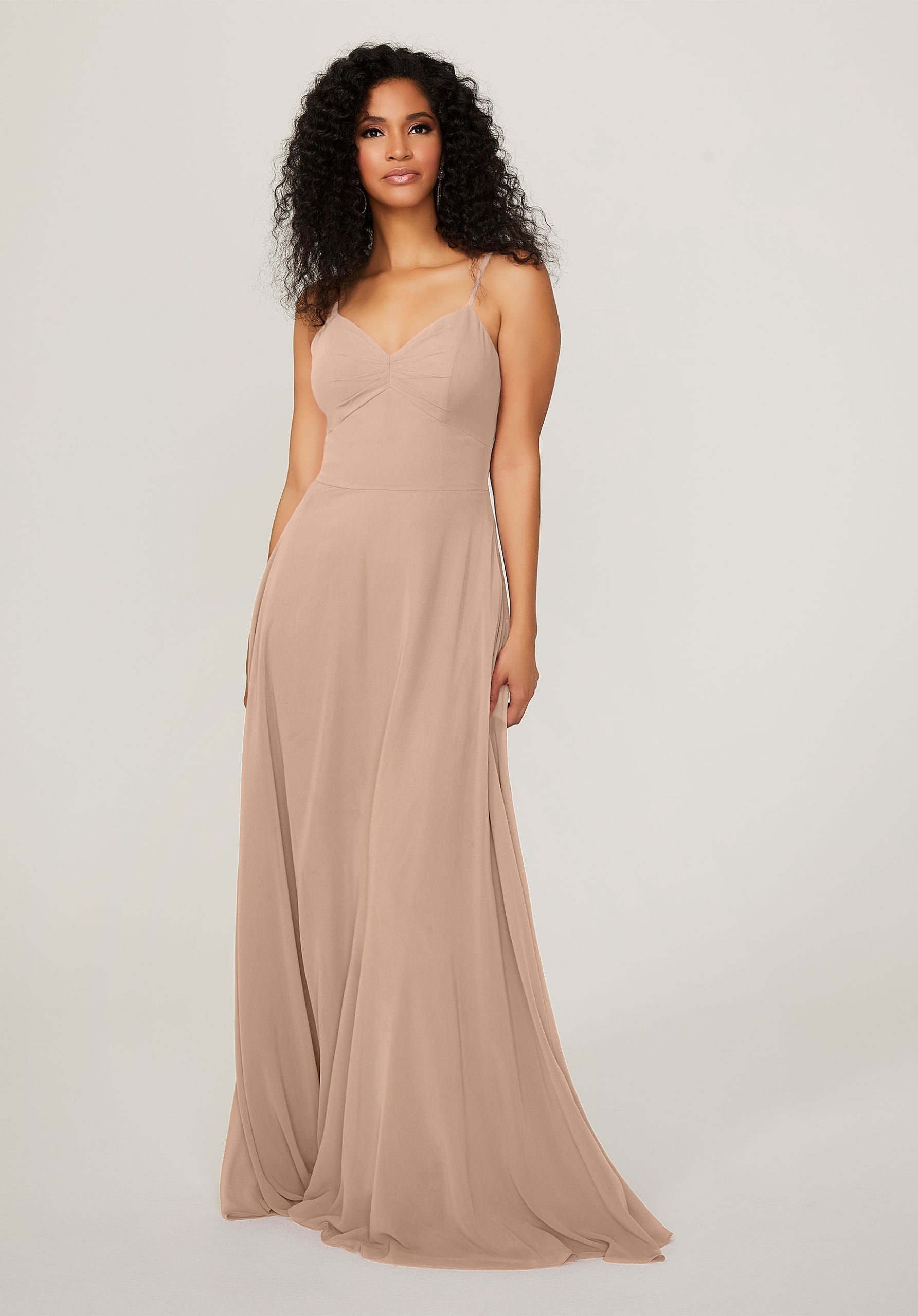 Formal Dresses A Line Pleated Long Formal Dress MGNY Madeline Gardner New York 21784 Latte