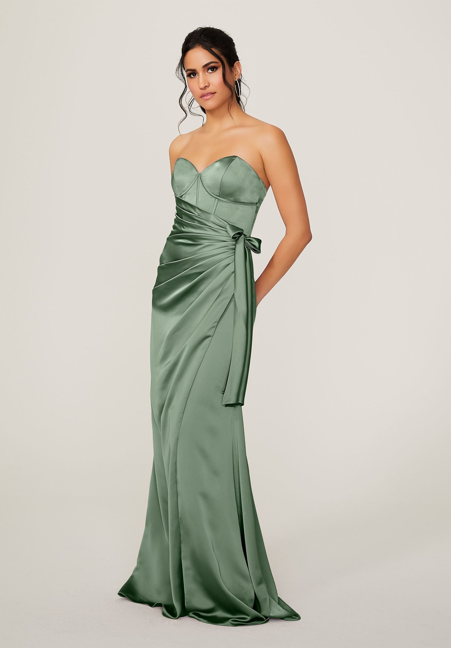 Formal Dresses Long Formal Corset Dress MGNY Madeline Gardner New York 21791 Moss