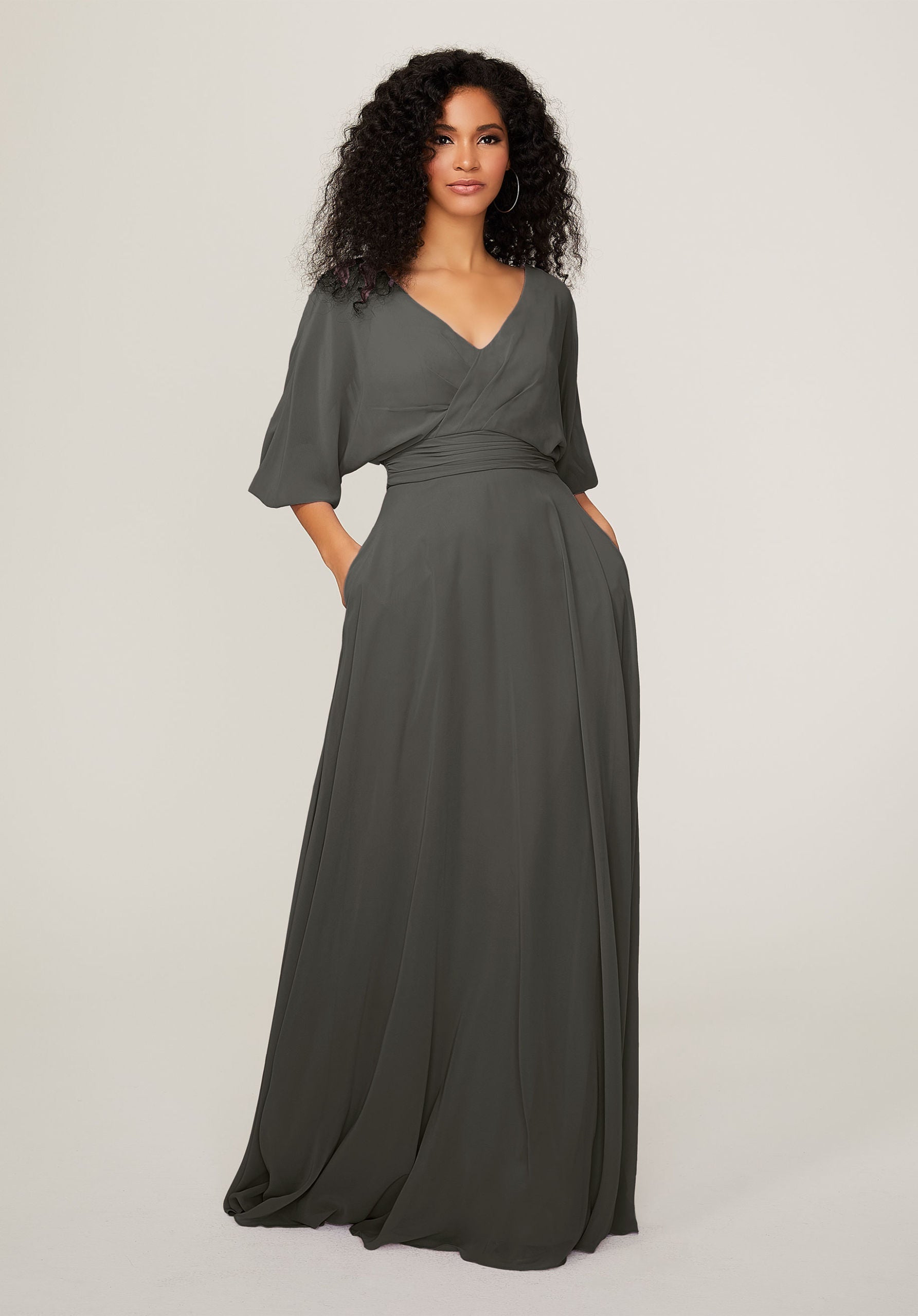 Pleated Long Formal A Line Dress MGNY Madeline Gardner New York 21792
