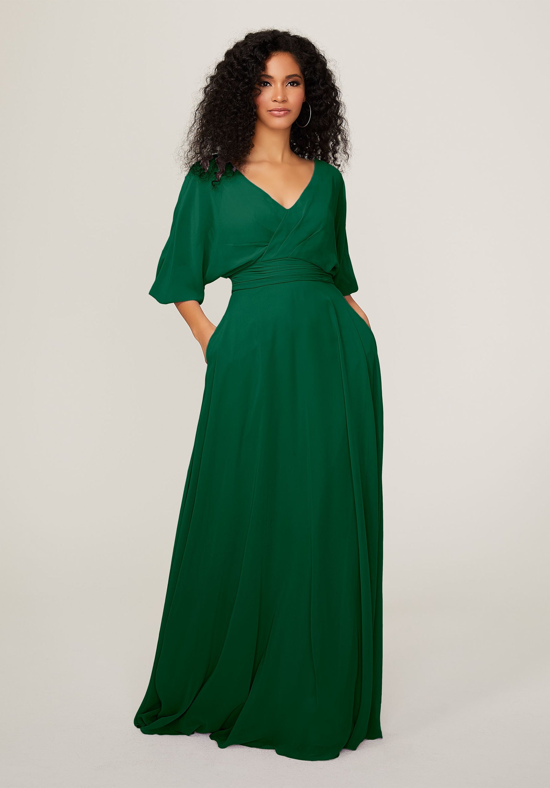 Formal Dresses A Line Formal Long Pleated Dress MGNY Madeline Gardner New York 21792 Emerald