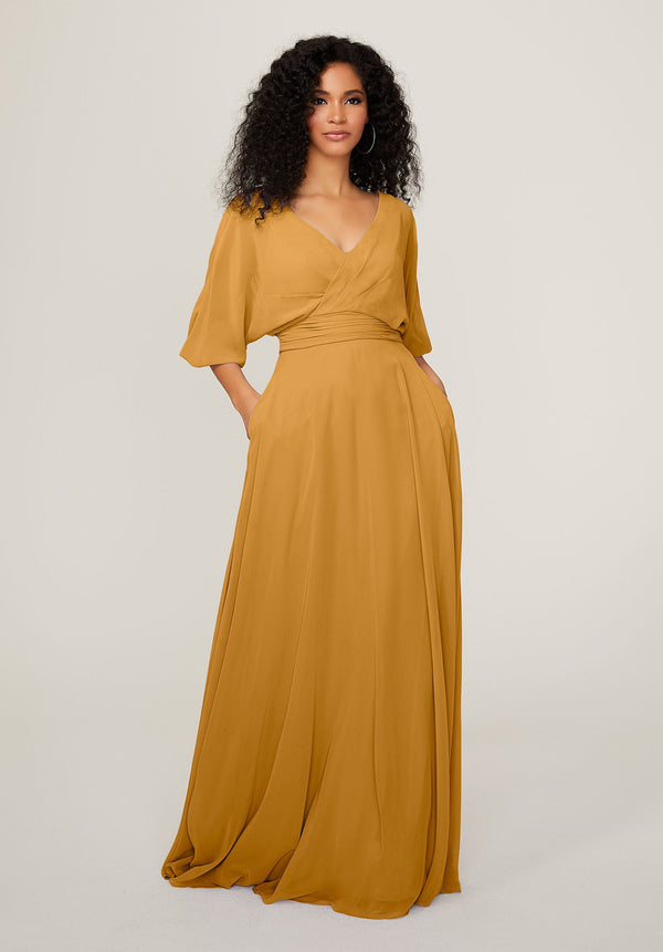 Pleated Formal Long A Line Dress MGNY Madeline Gardner New York 21792