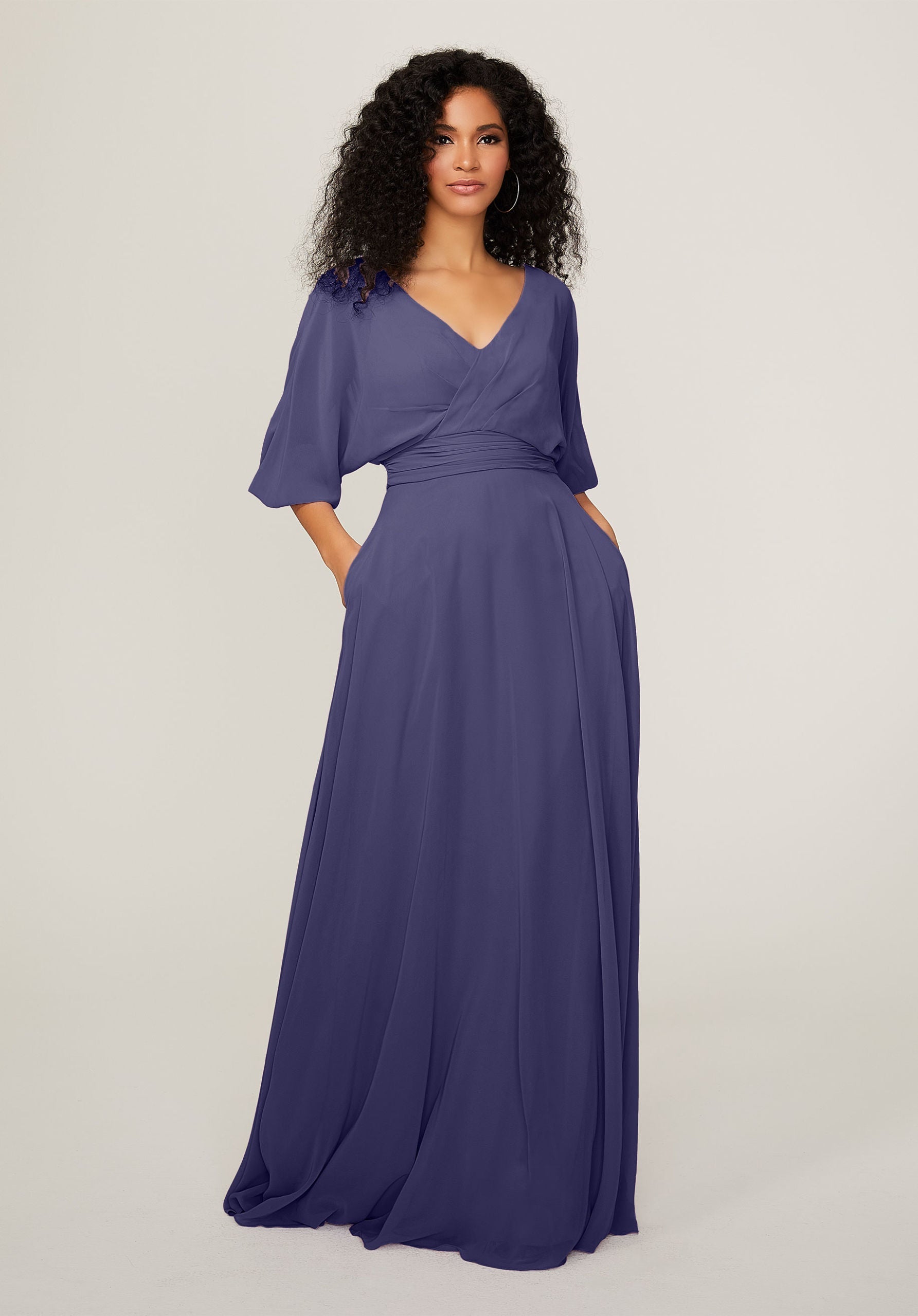 Formal Dresses Formal A Line Long Pleated Dress MGNY Madeline Gardner New York 21792 Storm
