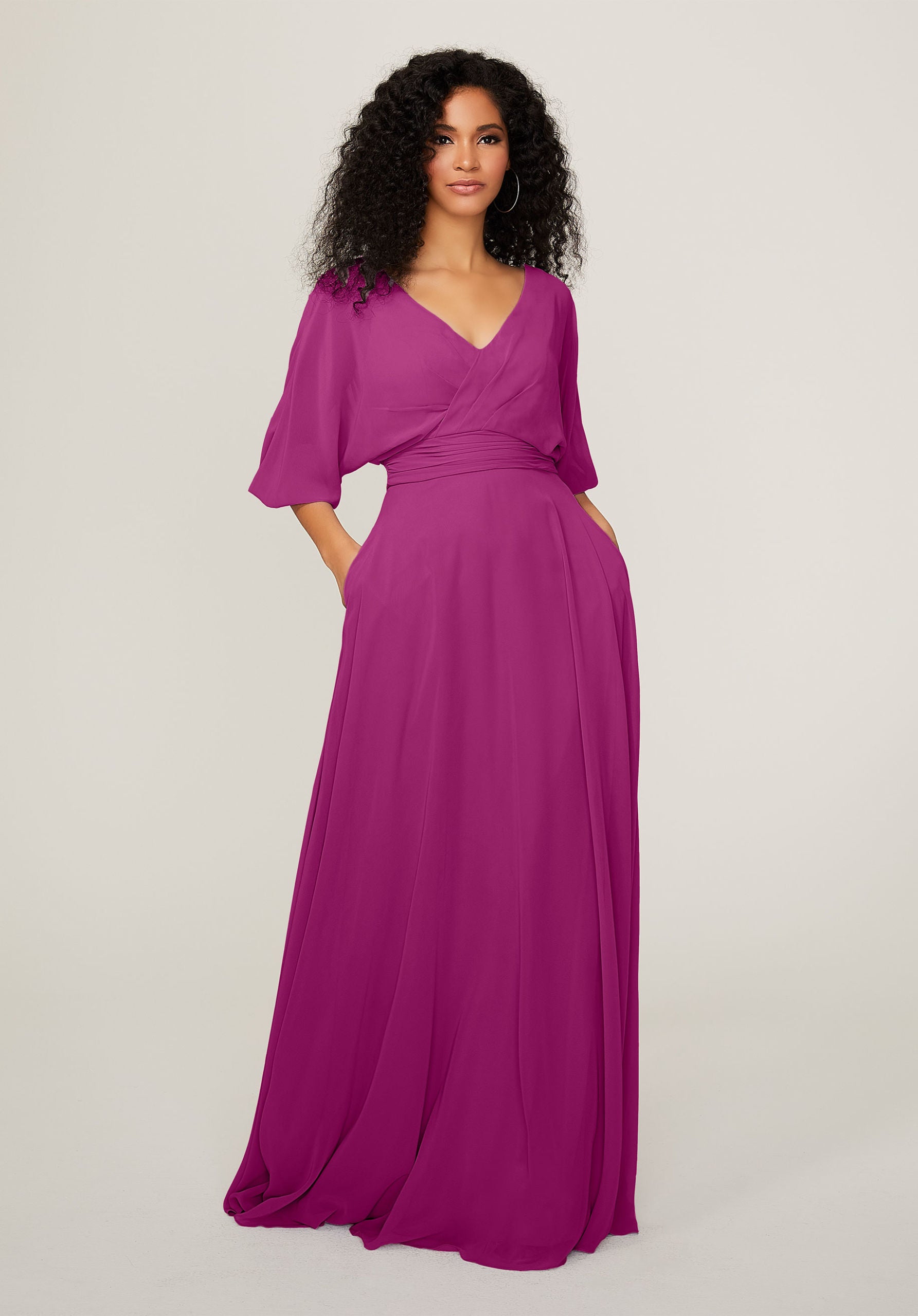 Formal Dresses Formal A Line Long Pleated Dress MGNY Madeline Gardner New York 21792 Mulberry