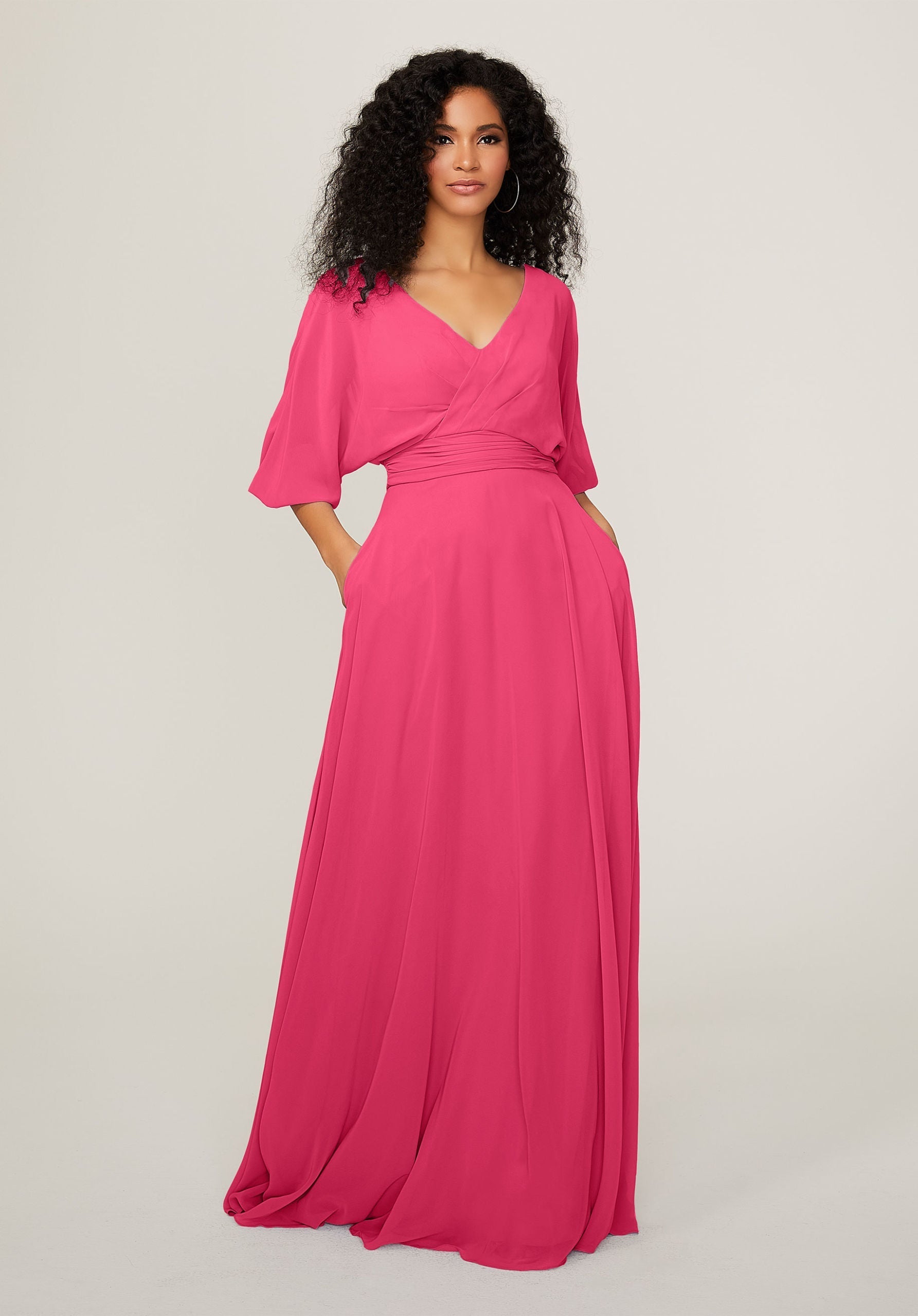 Formal Dresses Formal A Line Long Pleated Dress MGNY Madeline Gardner New York 21792 Berry