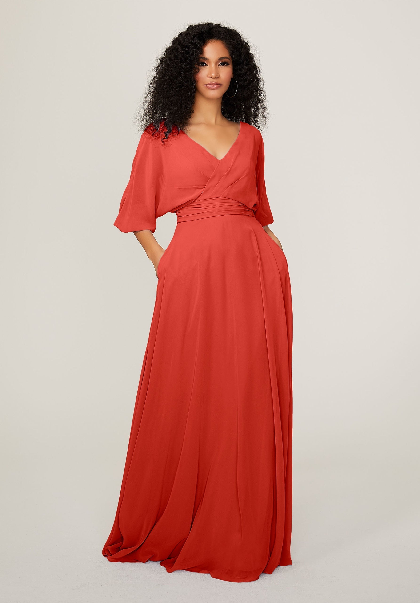 Formal Dresses A Line Long Formal Pleated Dress MGNY Madeline Gardner New York 21792 Cinnamon