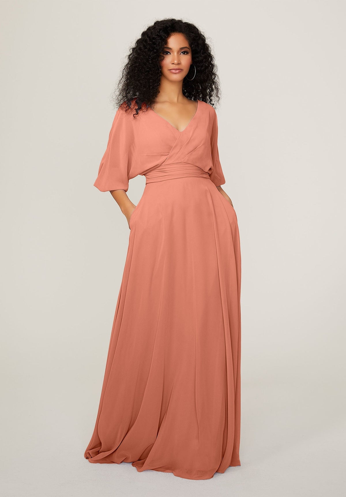 Formal Dresses A Line Long Formal Pleated Dress MGNY Madeline Gardner New York 21792 Spice