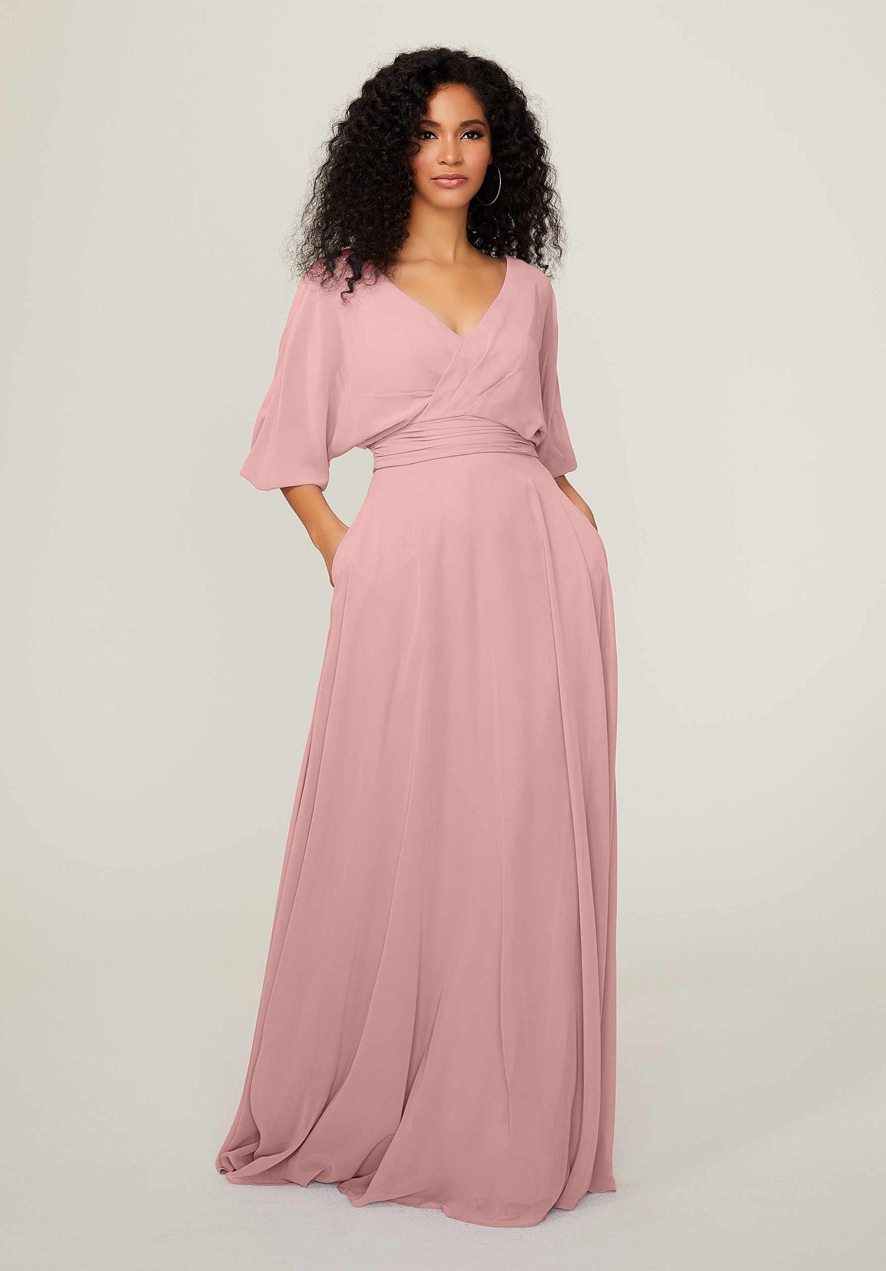 Formal Dresses Long A Line Formal Pleated Dress MGNY Madeline Gardner New York 21792 Desert Rose