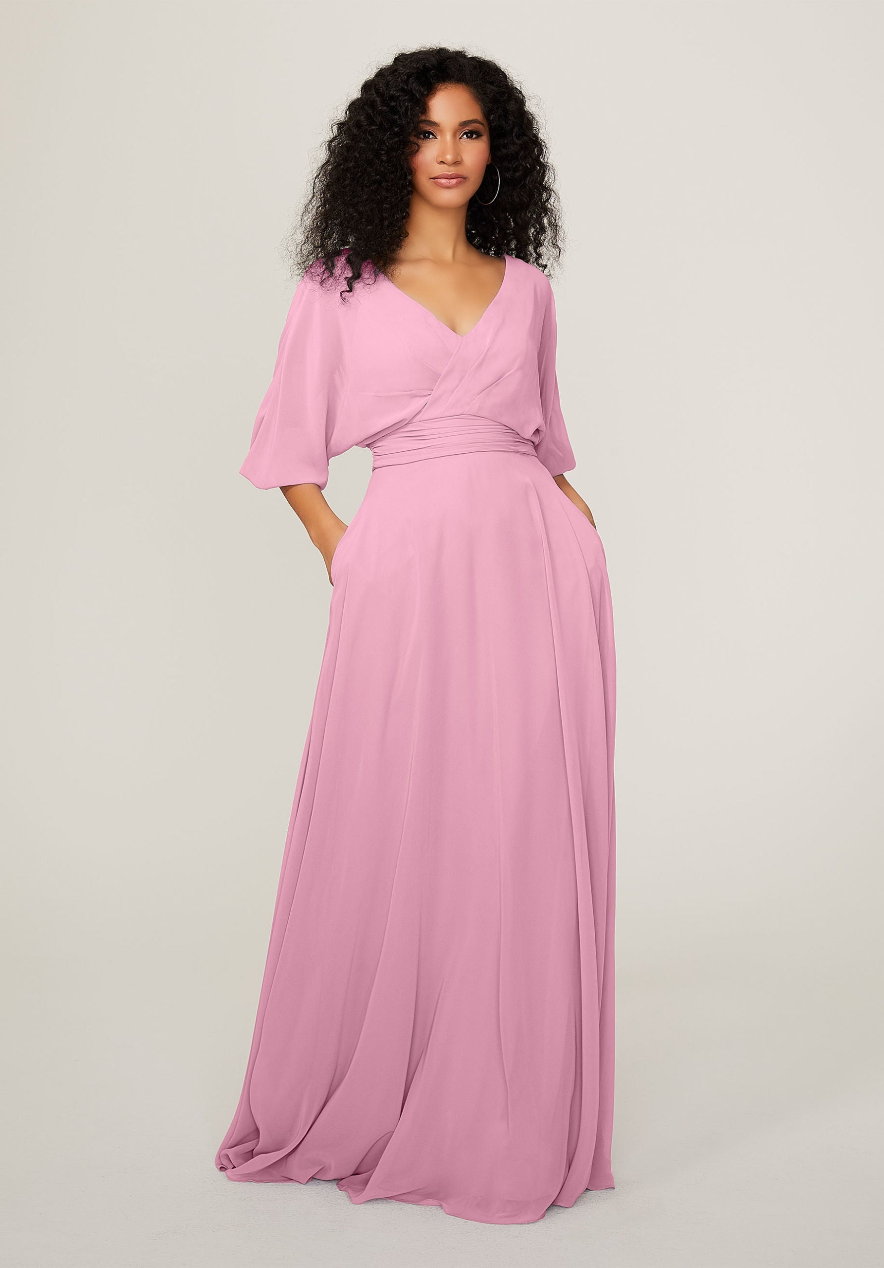 Formal Dresses Long A Line Formal Pleated Dress MGNY Madeline Gardner New York 21792 Peony