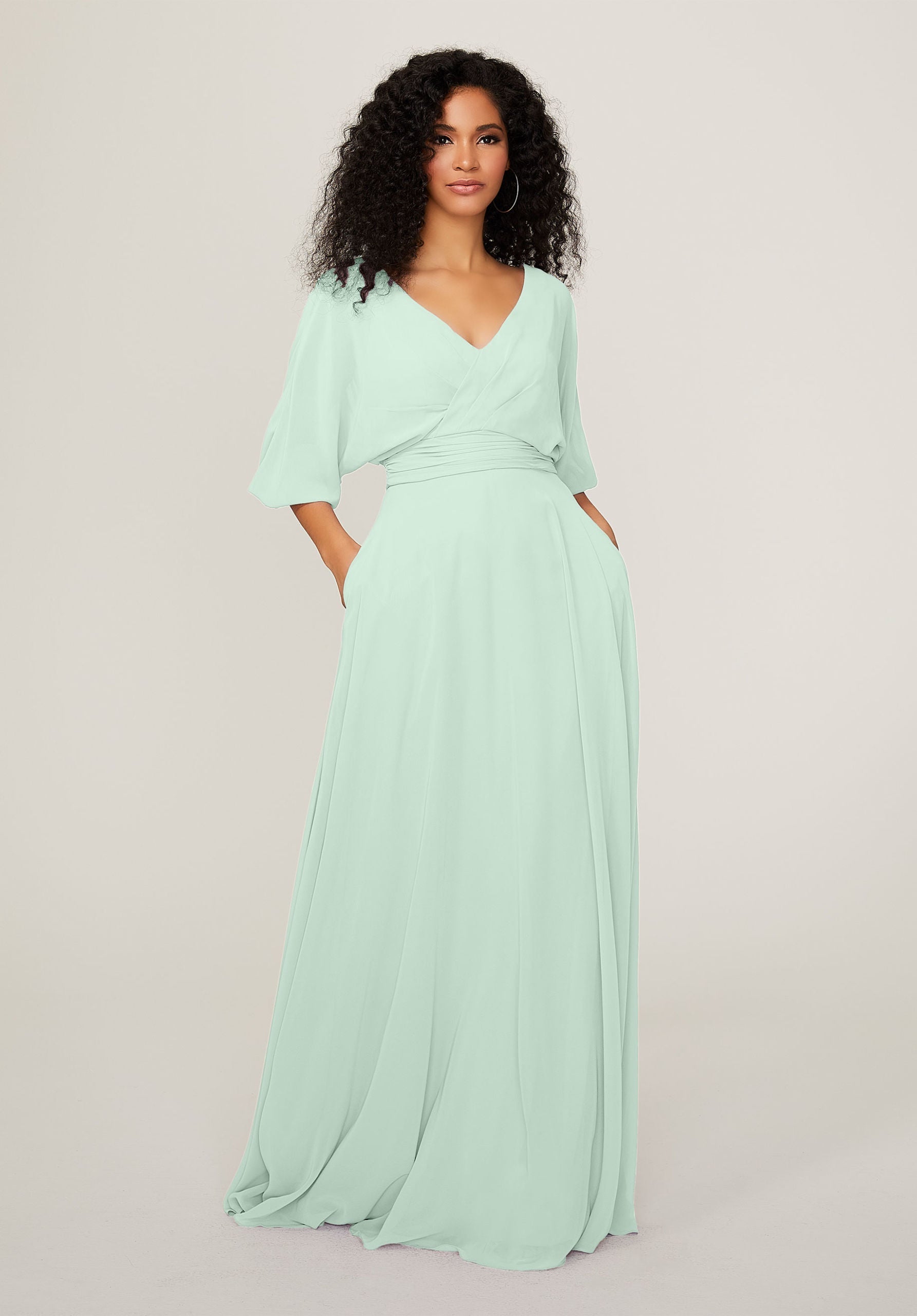 Formal Dresses Formal Long A Line Pleated Dress MGNY Madeline Gardner New York 21792 Sea Glass
