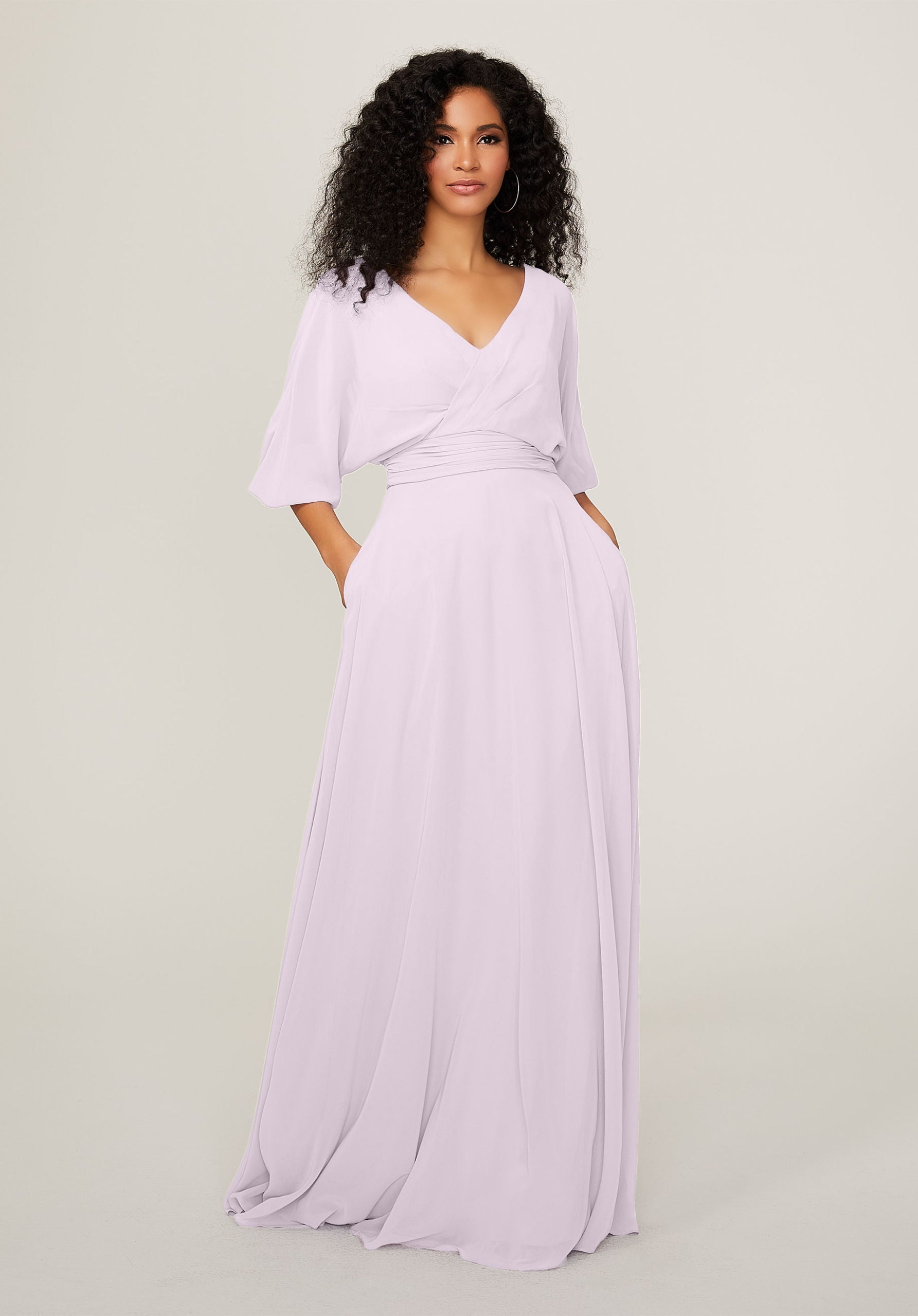 Formal Dresses Long Formal A Line Pleated Dress MGNY Madeline Gardner New York 21792 Wisteria