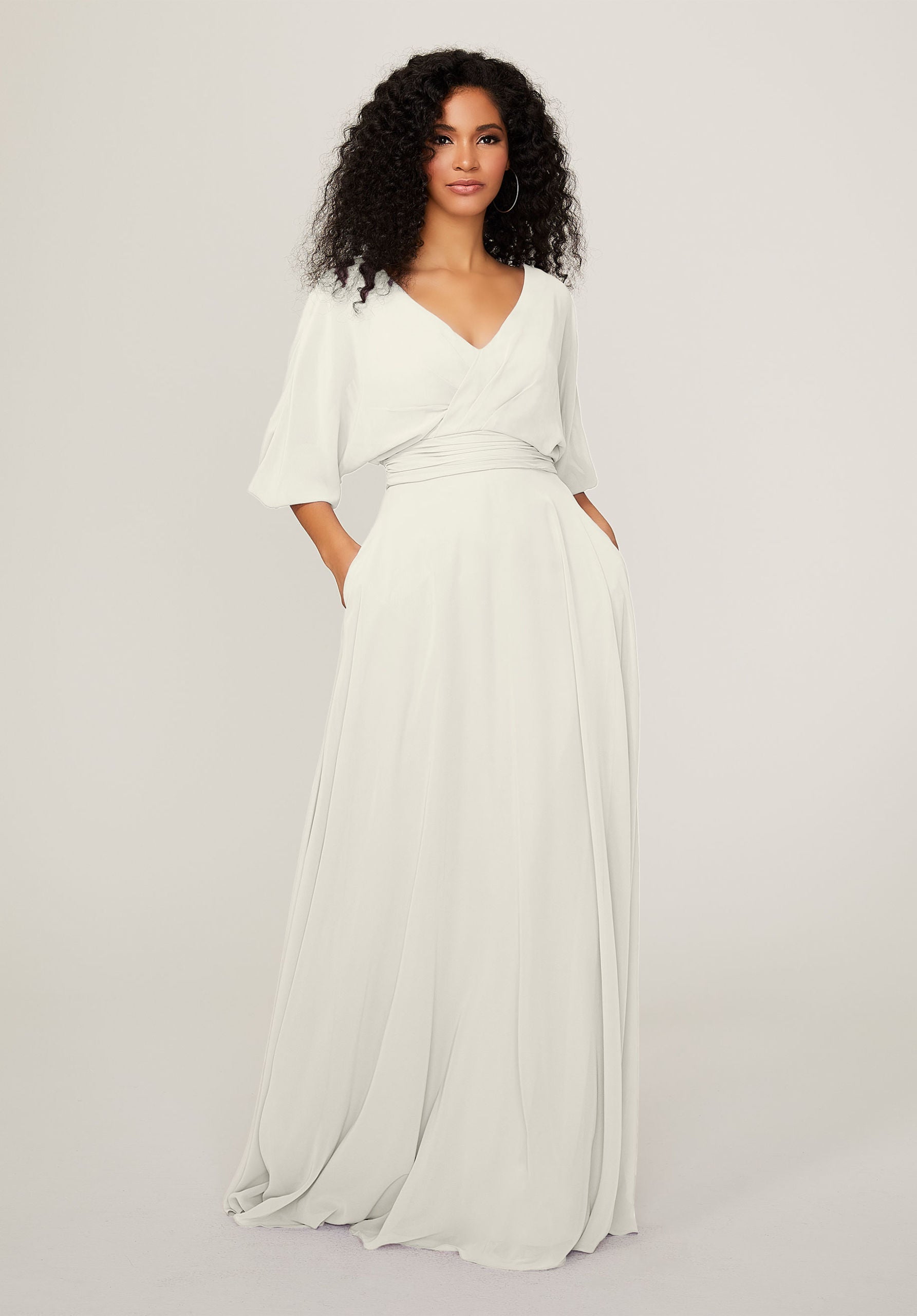 Wedding Dresses Long Pleated A Line Wedding Dress MGNY Madeline Gardner New York 21792 Ivory