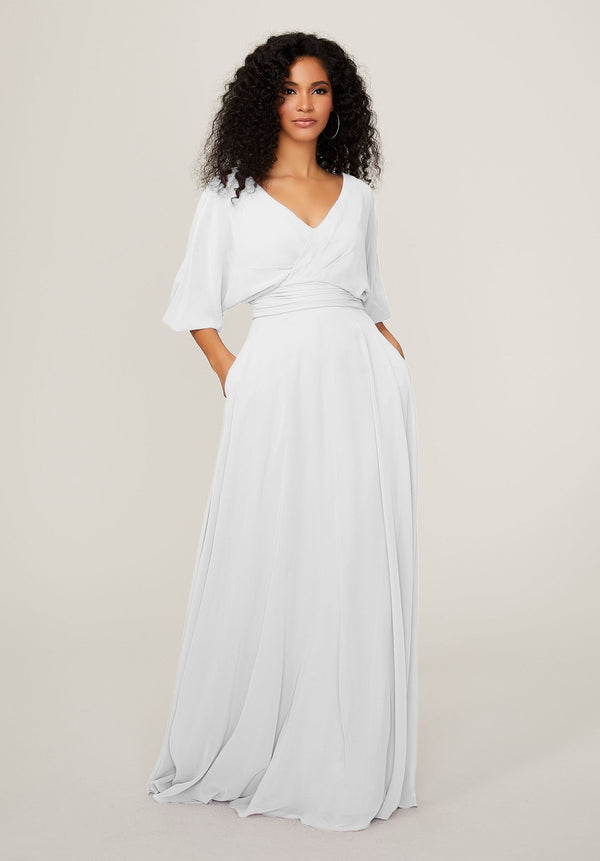 Long Pleated A Line Wedding Dress MGNY Madeline Gardner New York 21792
