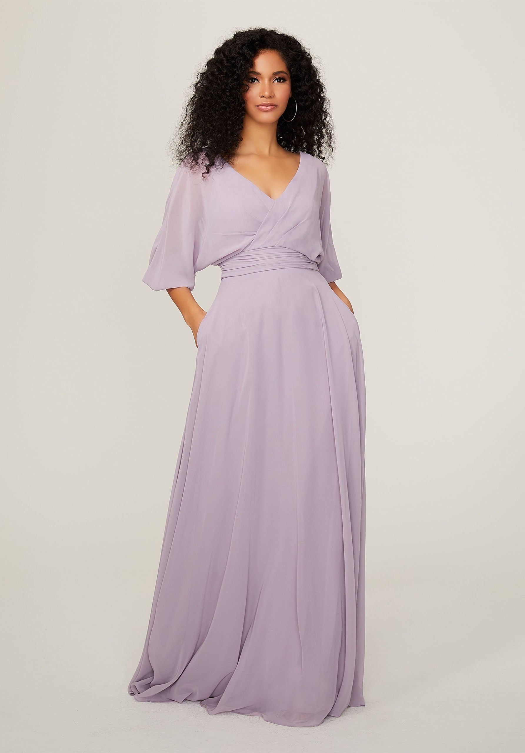 Formal Dresses Formal Long A Line Pleated Dress MGNY Madeline Gardner New York 21792 French Lilac