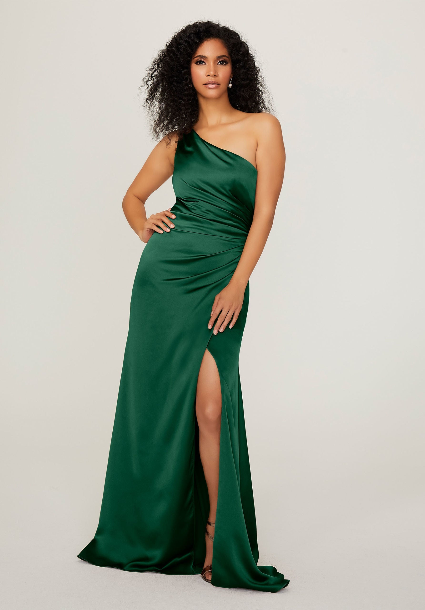 Formal Dresses Long Slit Formal A Line Dress MGNY Madeline Gardner New York 21795 Emerald