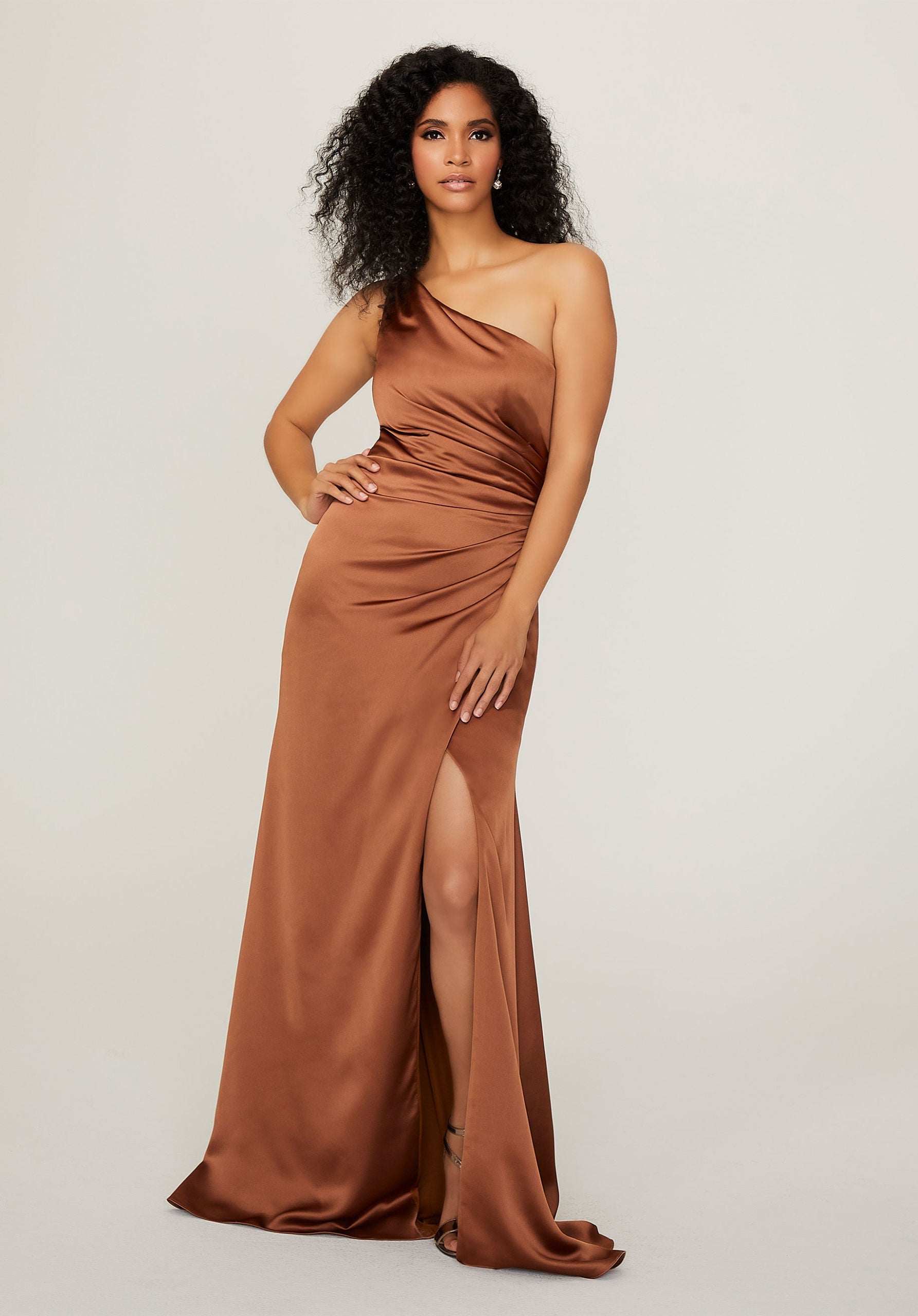 Formal Dresses Formal Slit Long A Line Dress MGNY Madeline Gardner New York 21795 Bronze