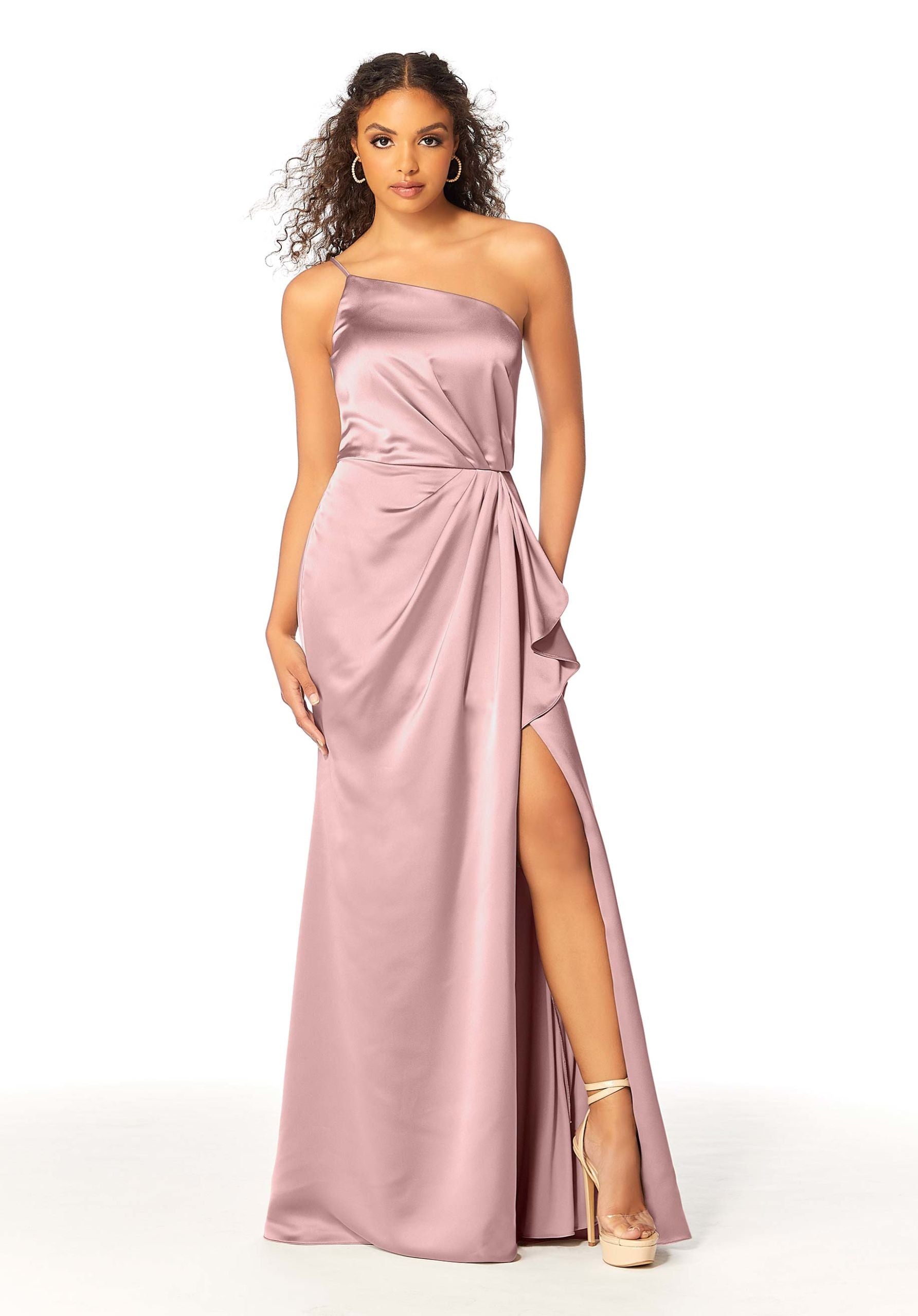 Formal Dresses Long Formal Slit Ruffle Dress MGNY Madeline Gardner New York 21802 Desert Rose