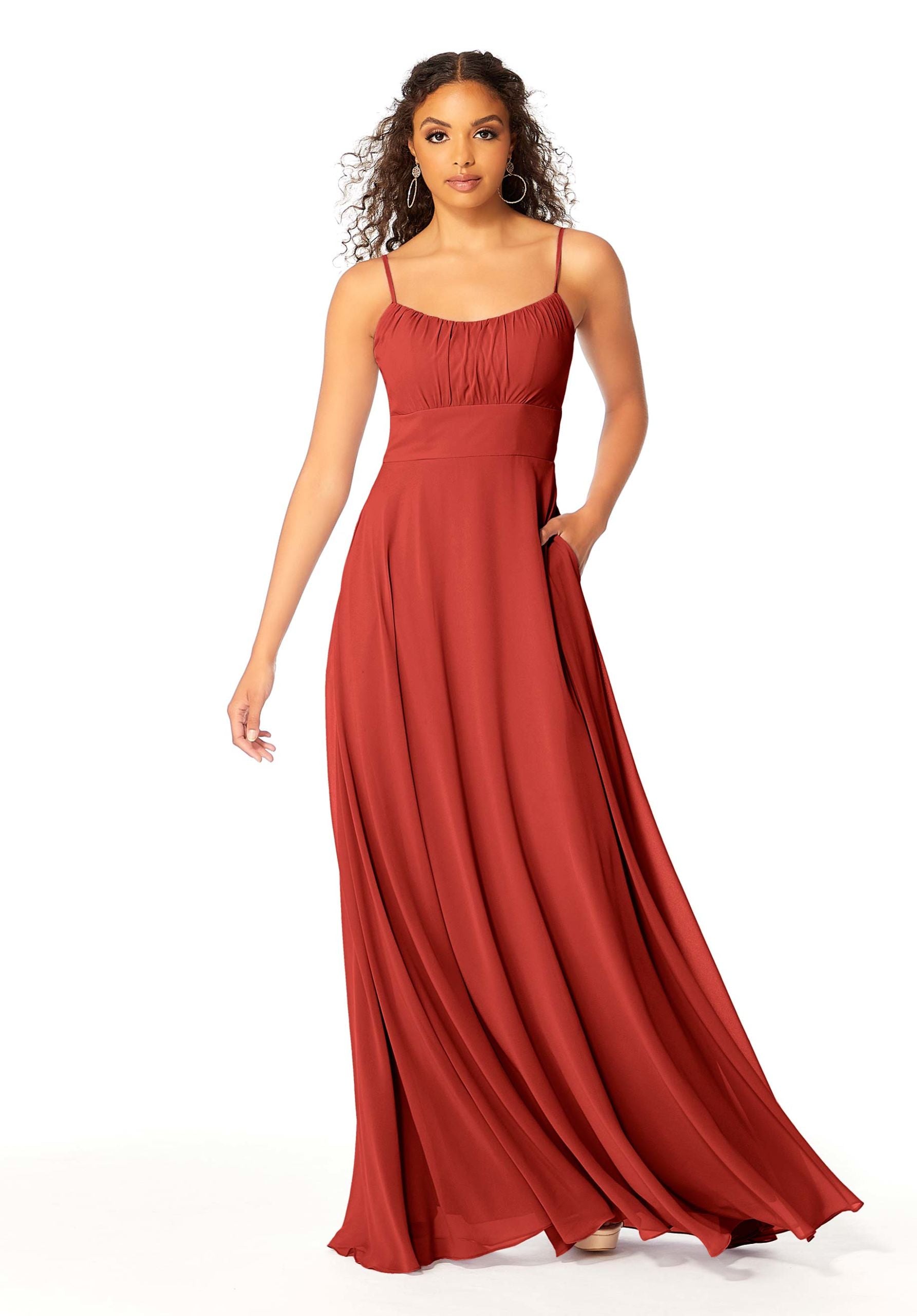 Formal Dresses Long A Line Formal Evening Pleated Dress MGNY Madeline Gardner New York 21803 Cinnamon