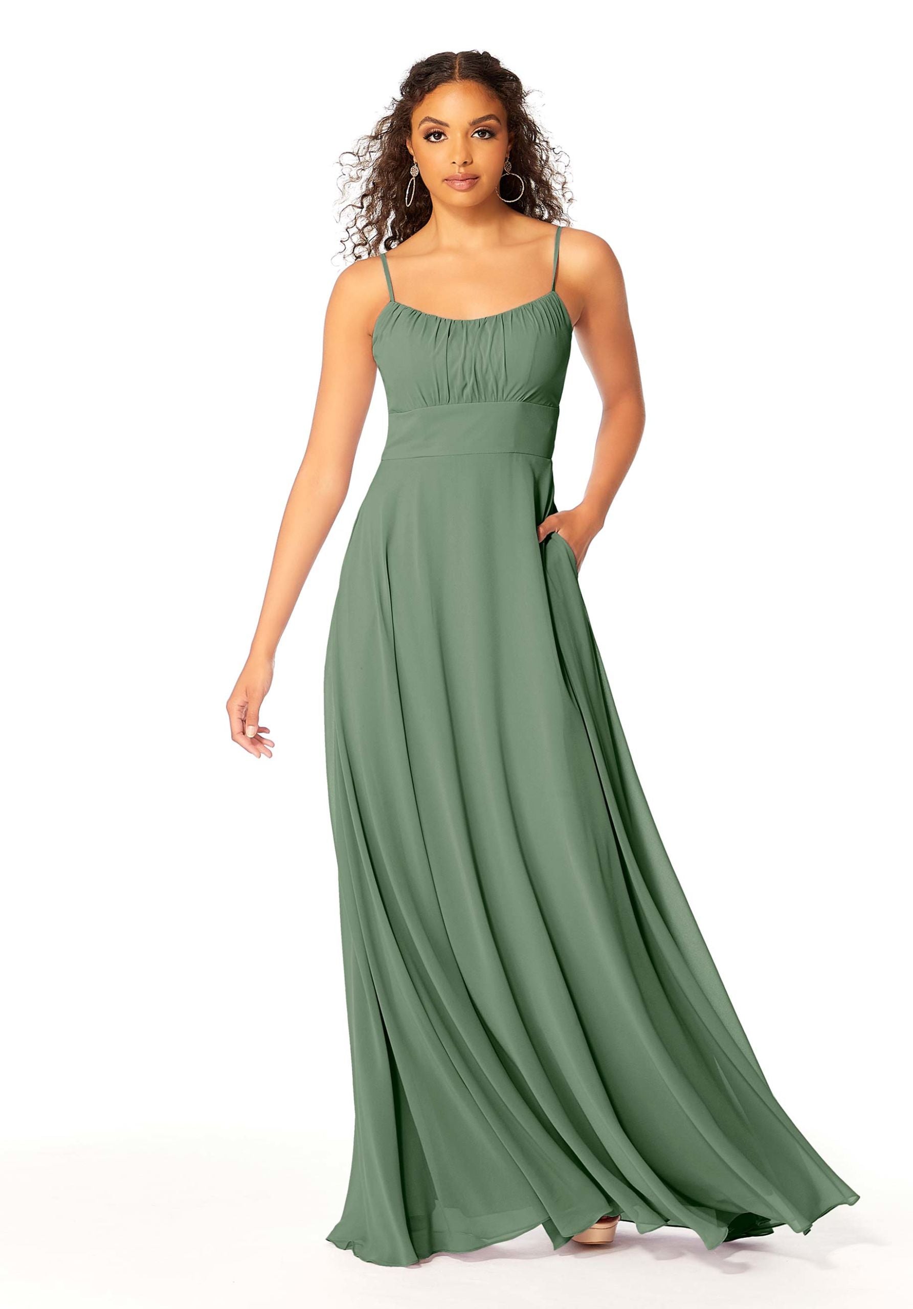 Formal Dresses A Line Long Formal Evening Dress MGNY Madeline Gardner New York 21803 Moss