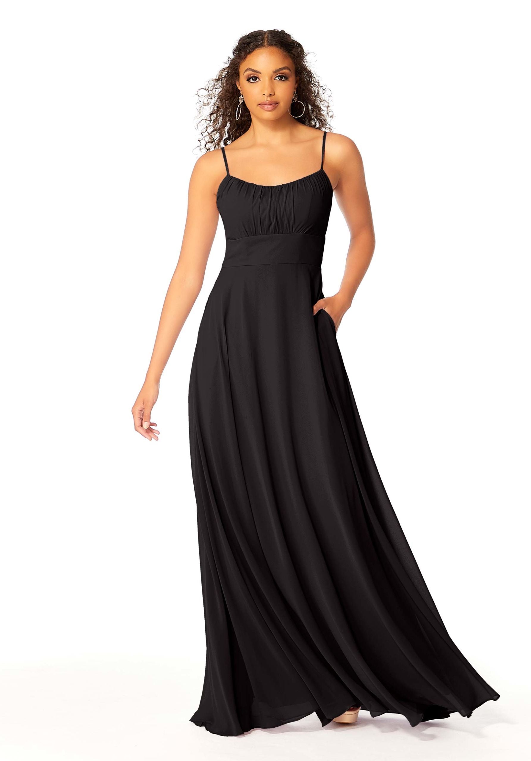 Formal Dresses Evening Pleated Long Formal A Line Dress MGNY Madeline Gardner New York 21803 Black
